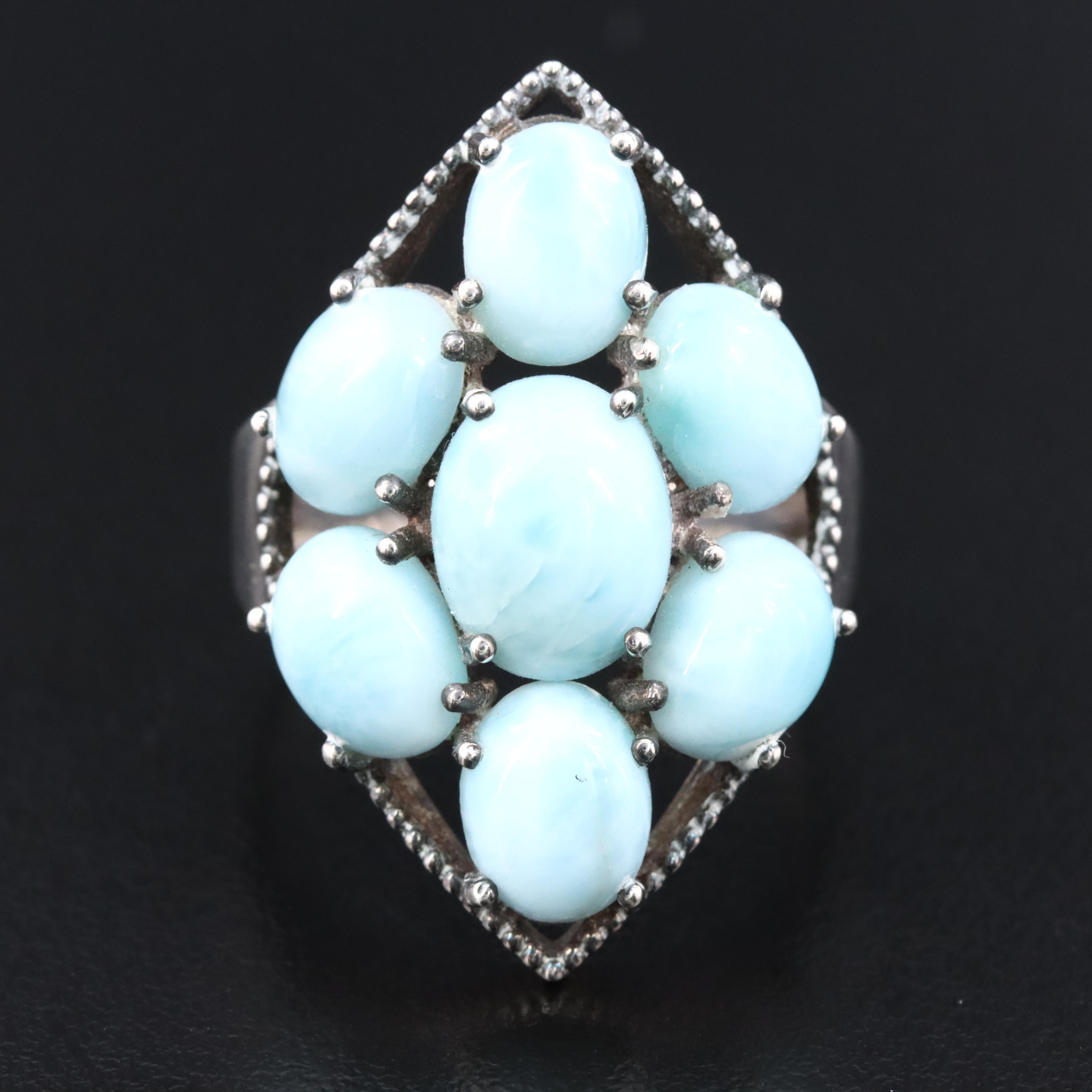 Sterling Larimar Ring
