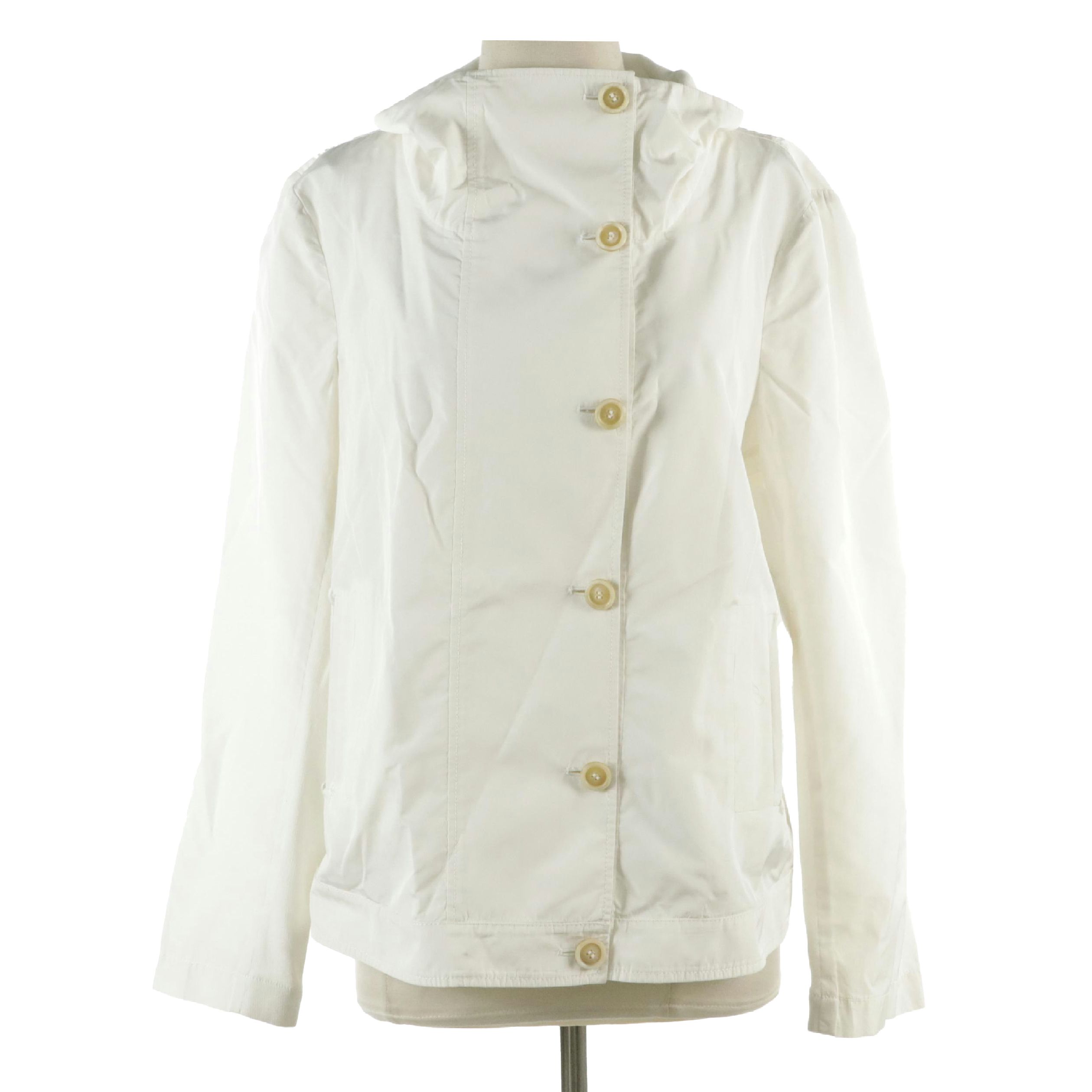 Piazza Sempione White Button-Front Lightweight Jacket