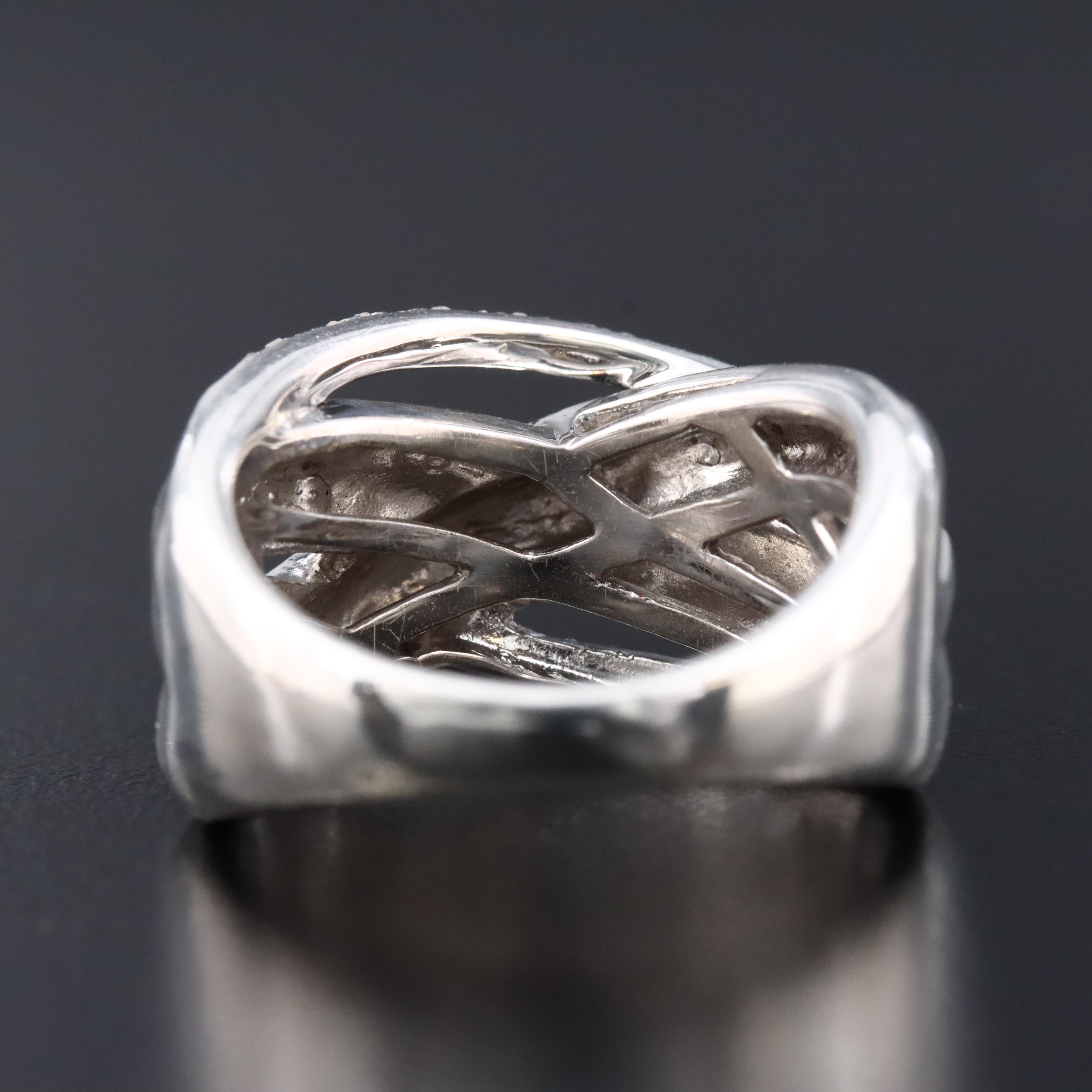 Stephen Webster Sterling Diamond Crossover Ring Featuring Lab Grown Fancy Blue