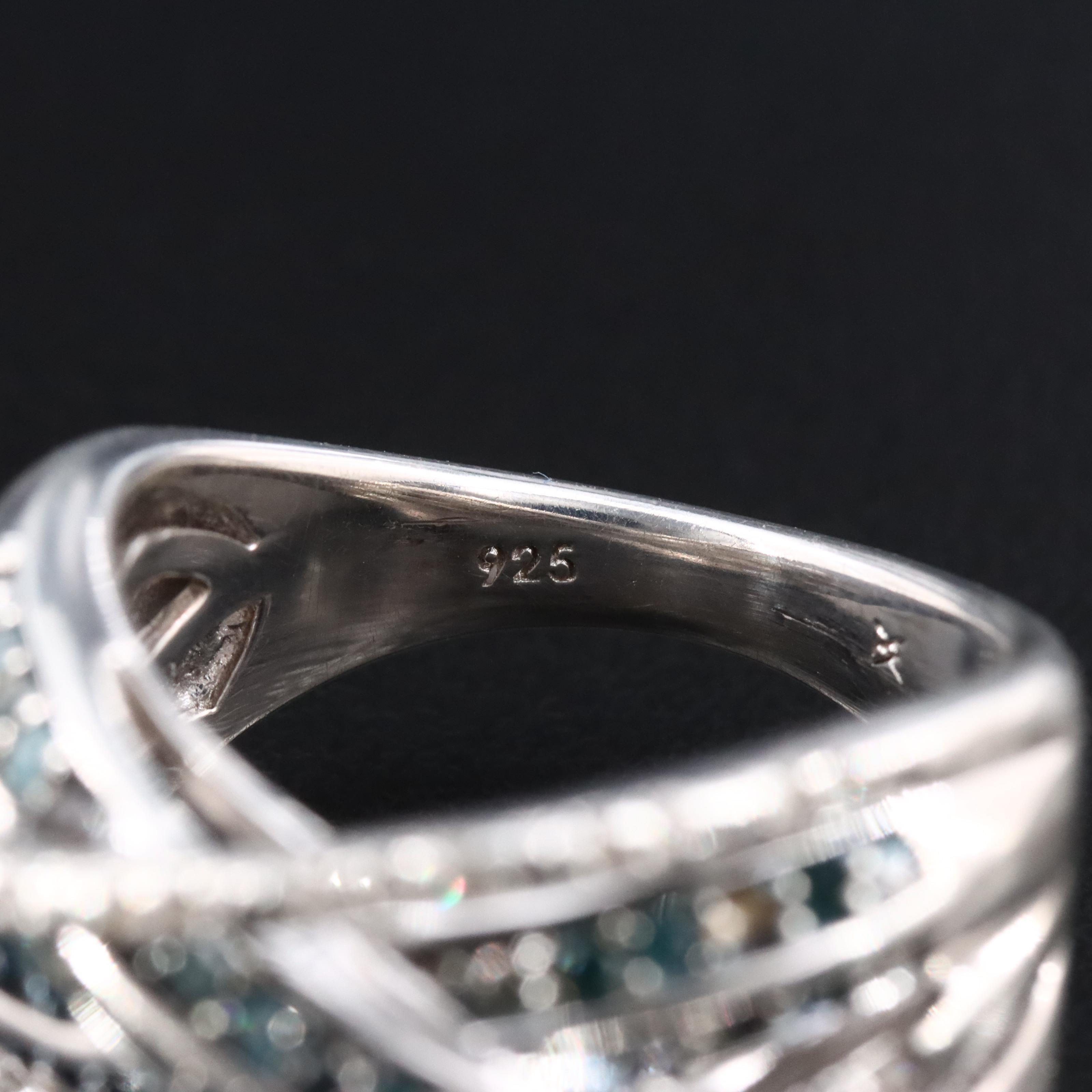 Stephen Webster Sterling Diamond Crossover Ring Featuring Lab Grown Fancy Blue