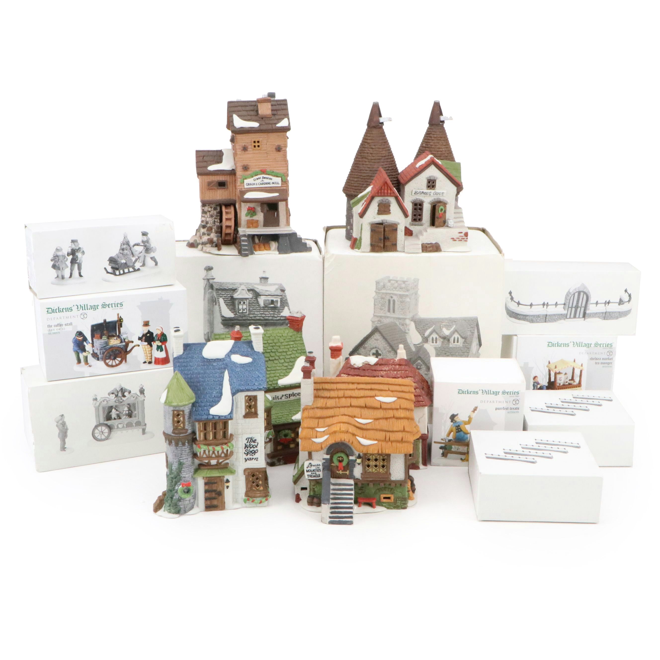 Department 56 "Dickens' Village Series" Bisque Porcelain Houses and Figurines
