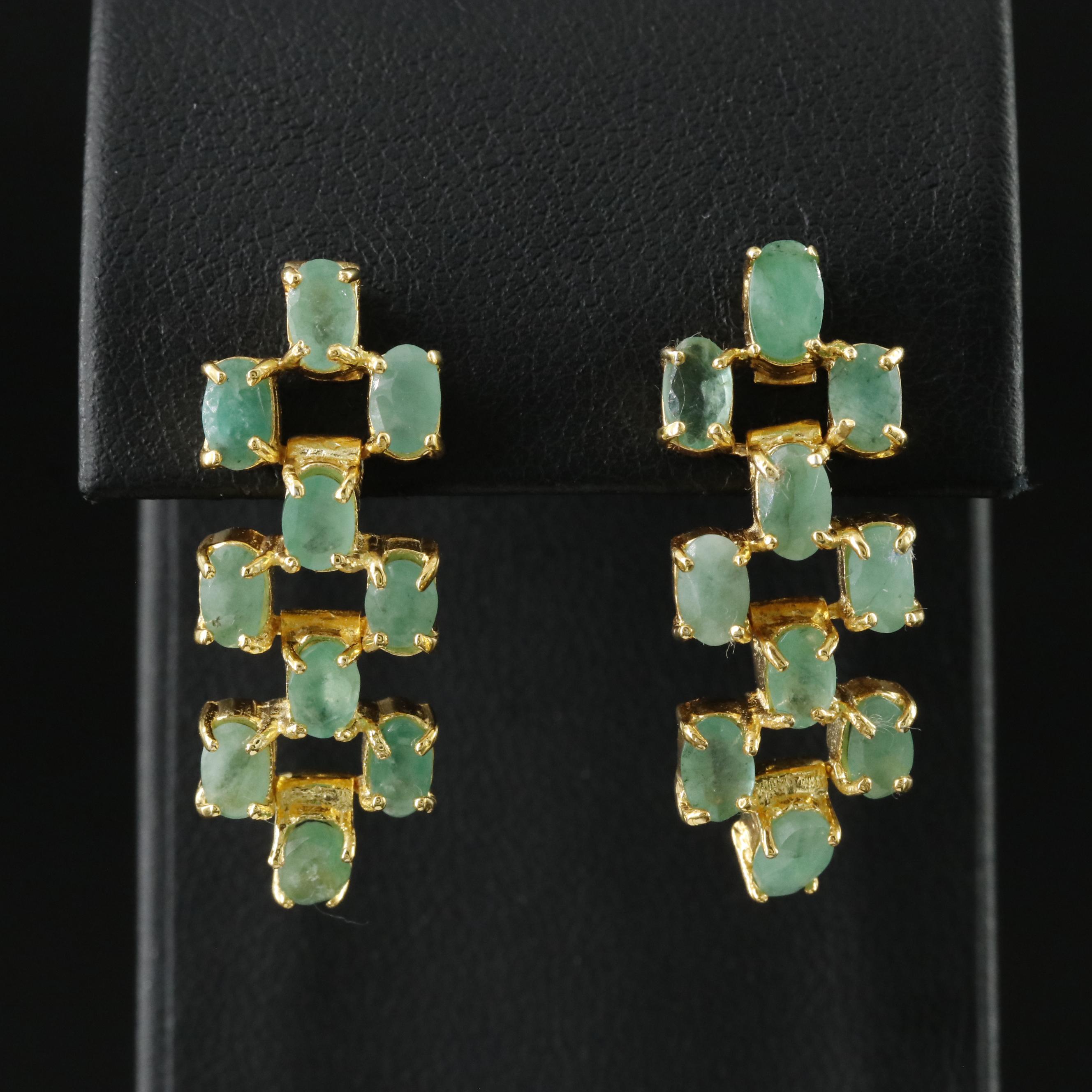 Sterling Emerald Drop Earrings