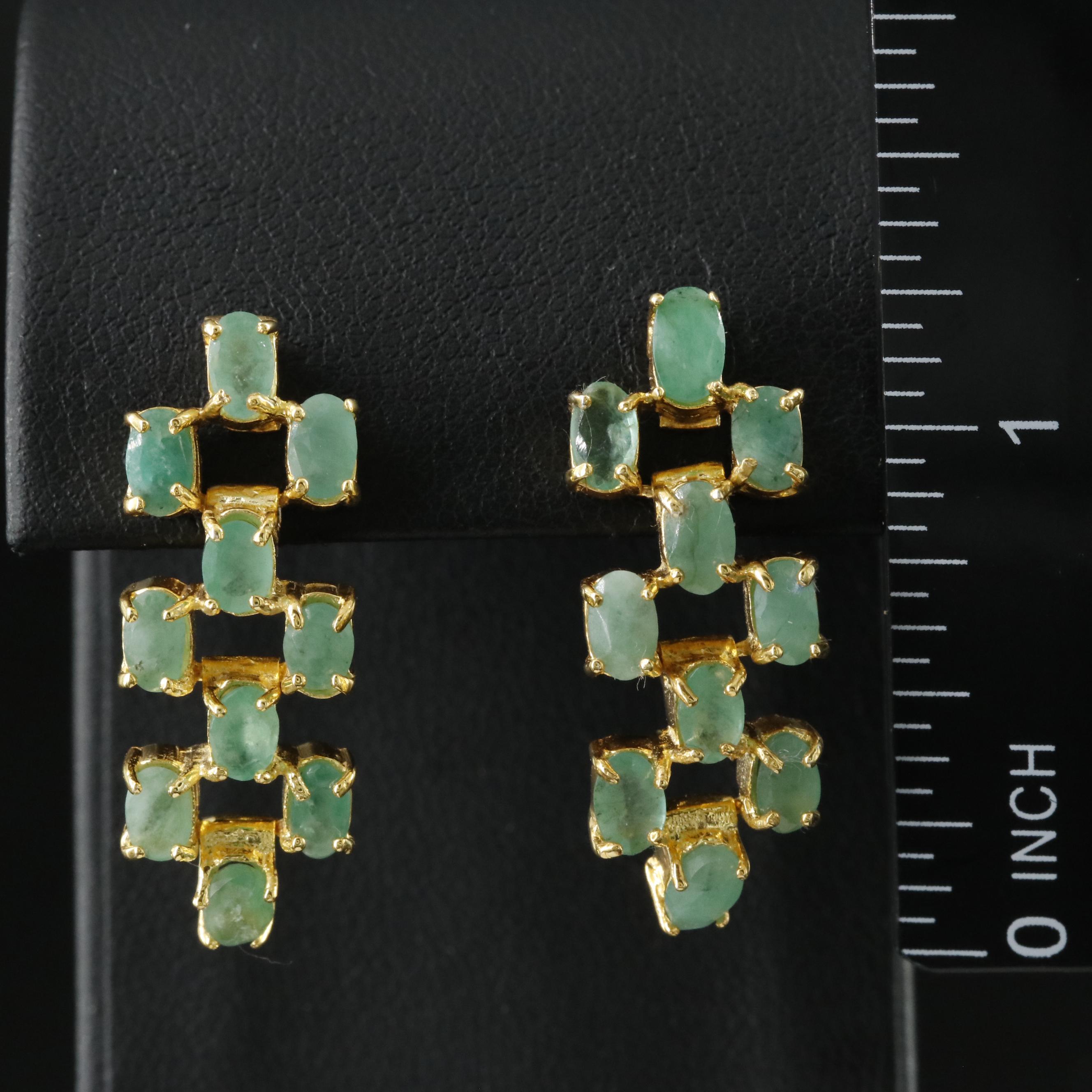 Sterling Emerald Drop Earrings