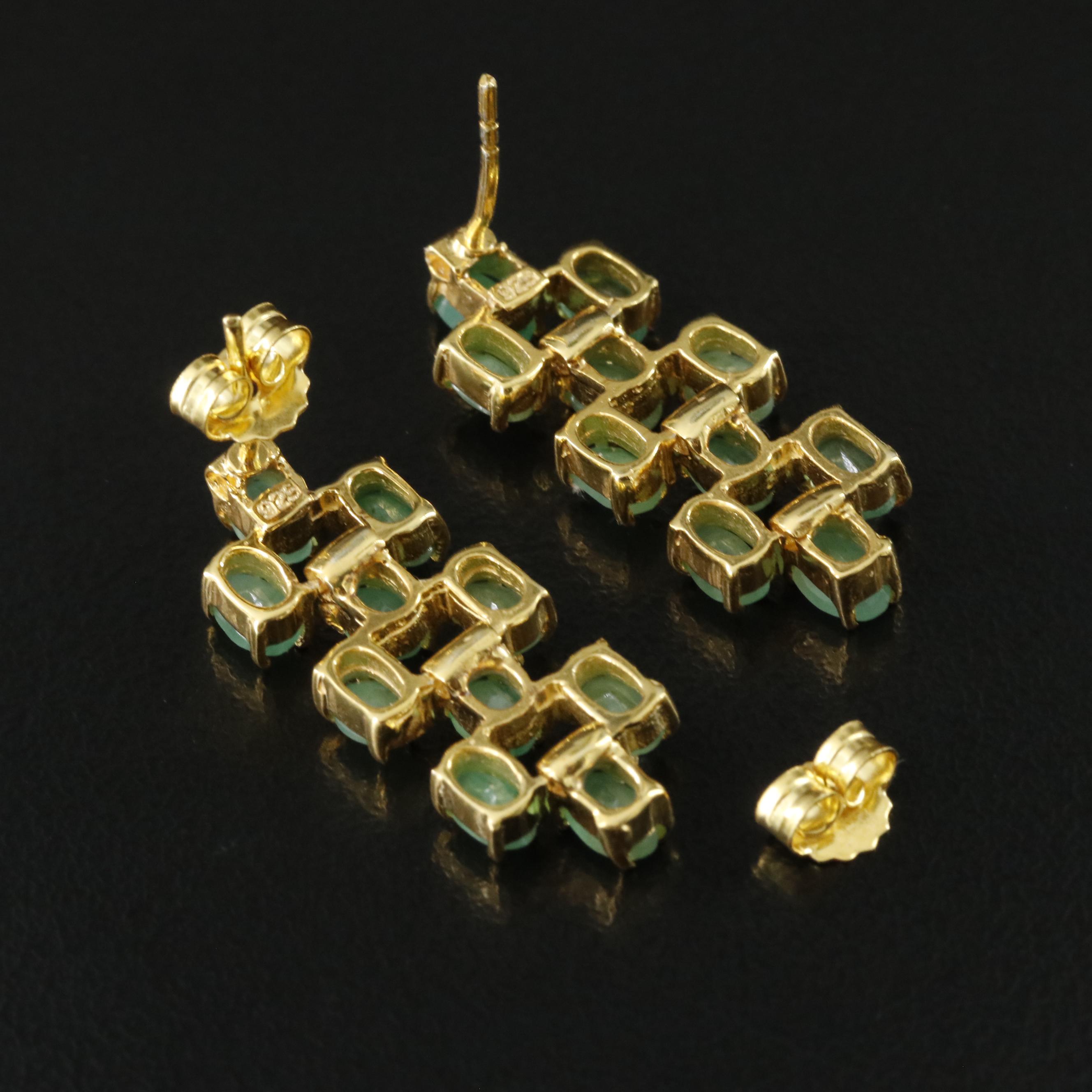 Sterling Emerald Drop Earrings