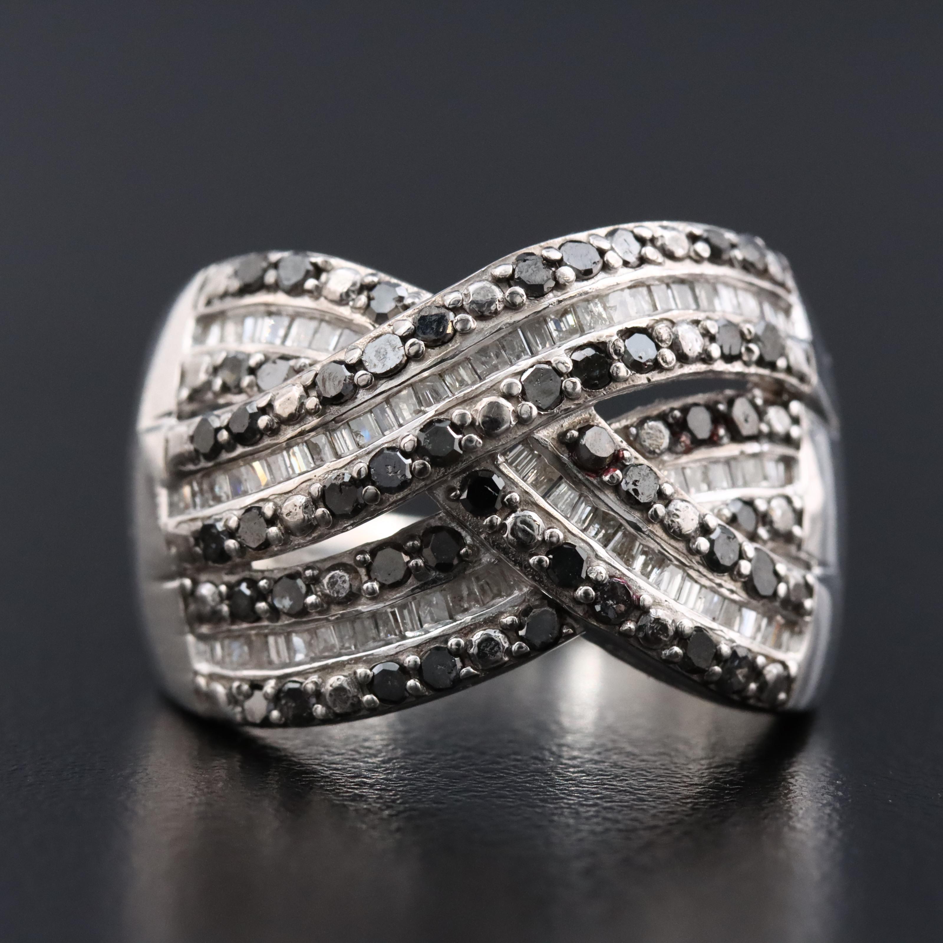 Sterling Diamond Ring Featuring Fancy Black