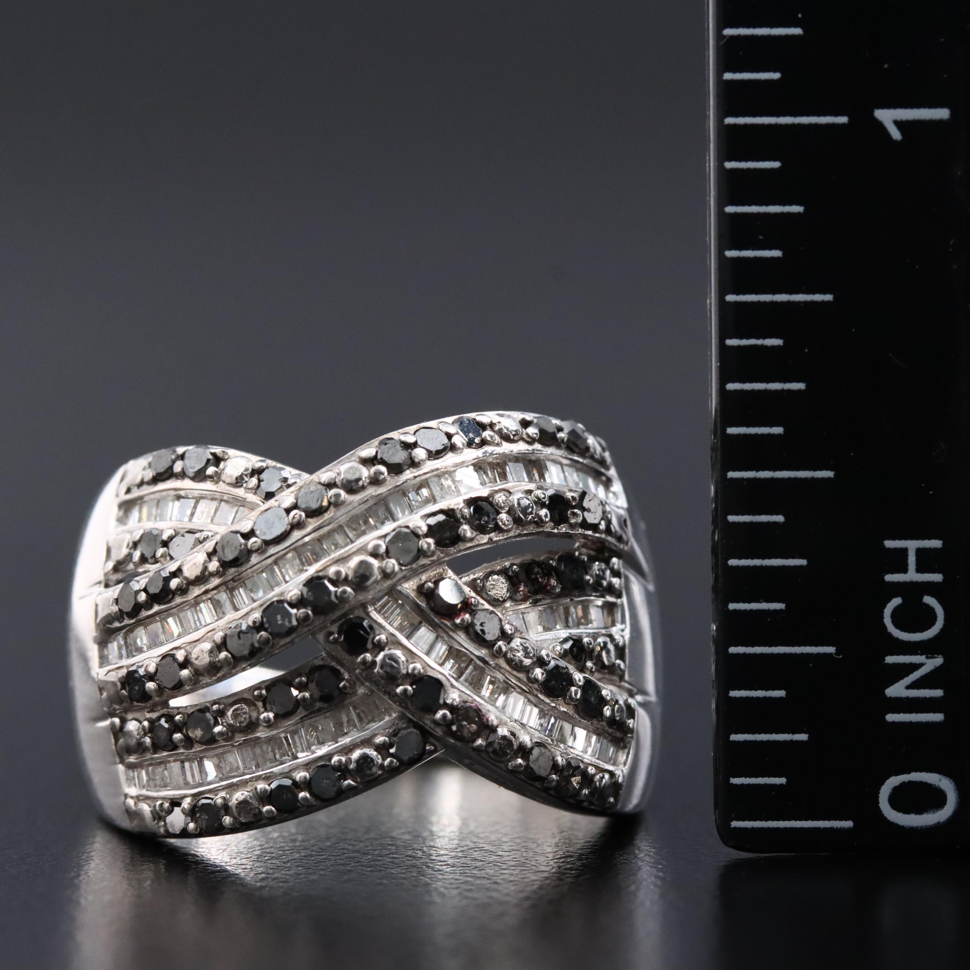 Sterling Diamond Ring Featuring Fancy Black