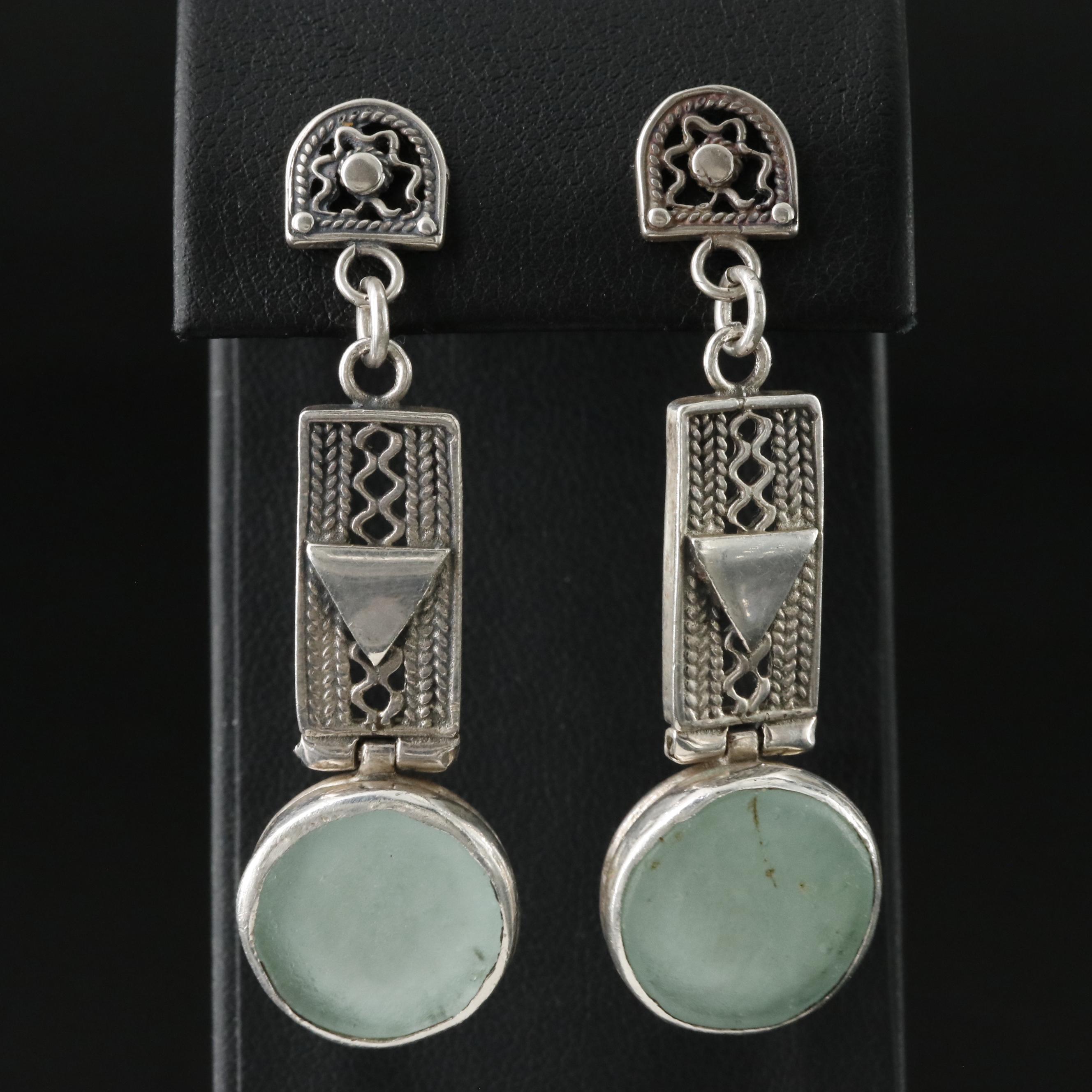 Sterling Roman "Style" Glass Drop Earrings