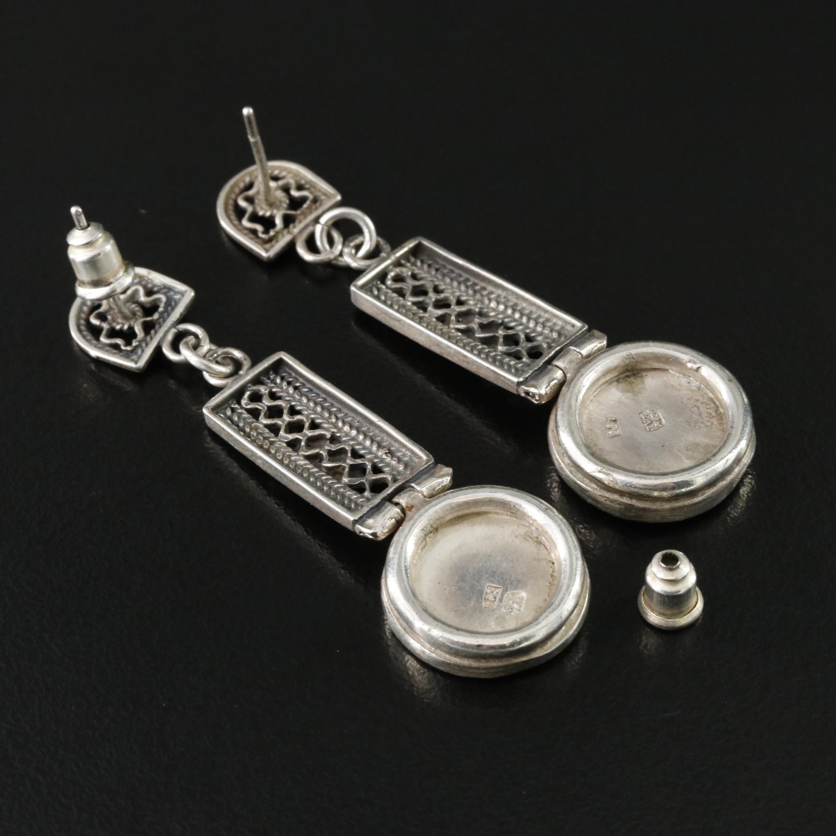 Sterling Roman "Style" Glass Drop Earrings