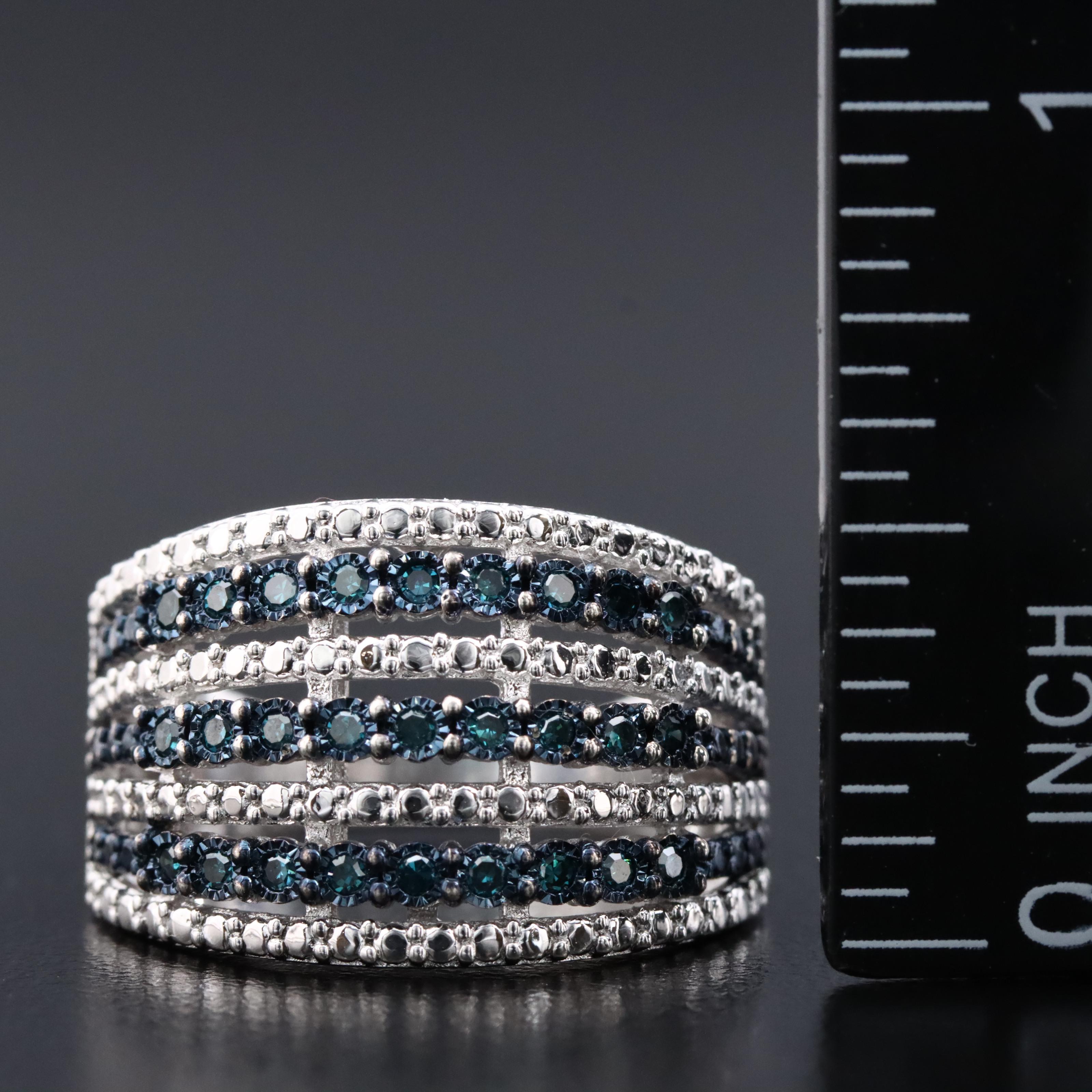 Sterling Lab Grown Fancy Blue Diamond Ring