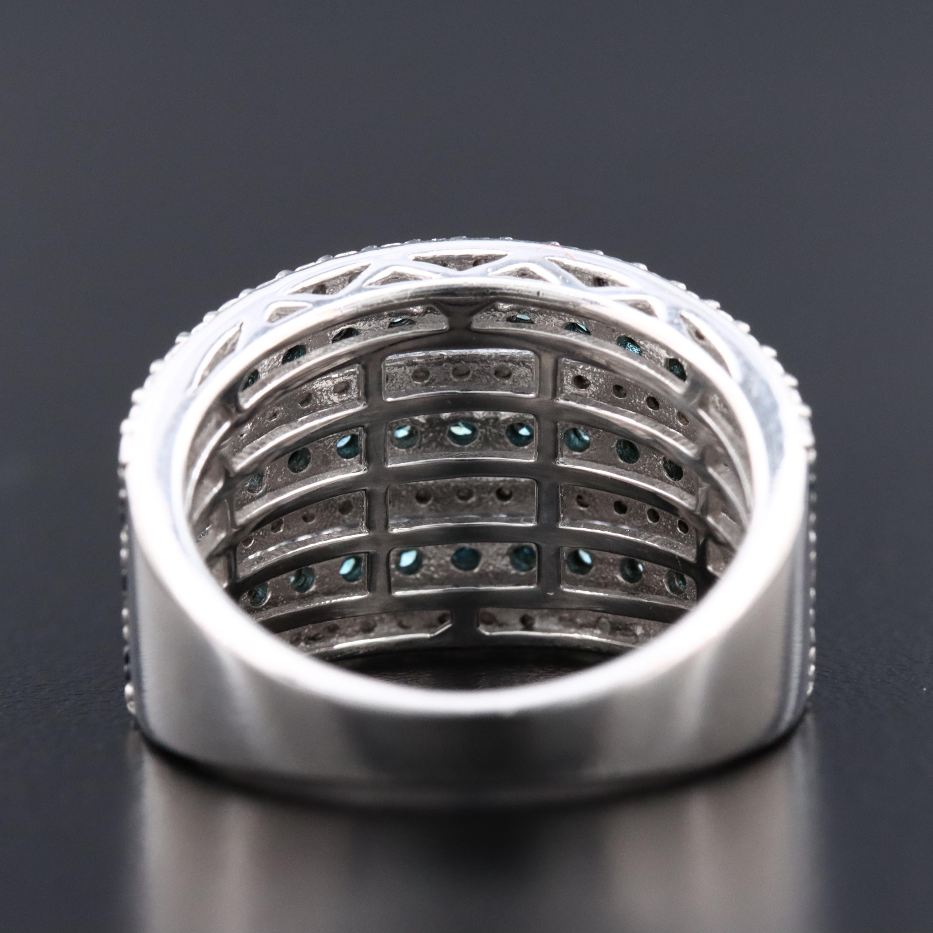 Sterling Lab Grown Fancy Blue Diamond Ring