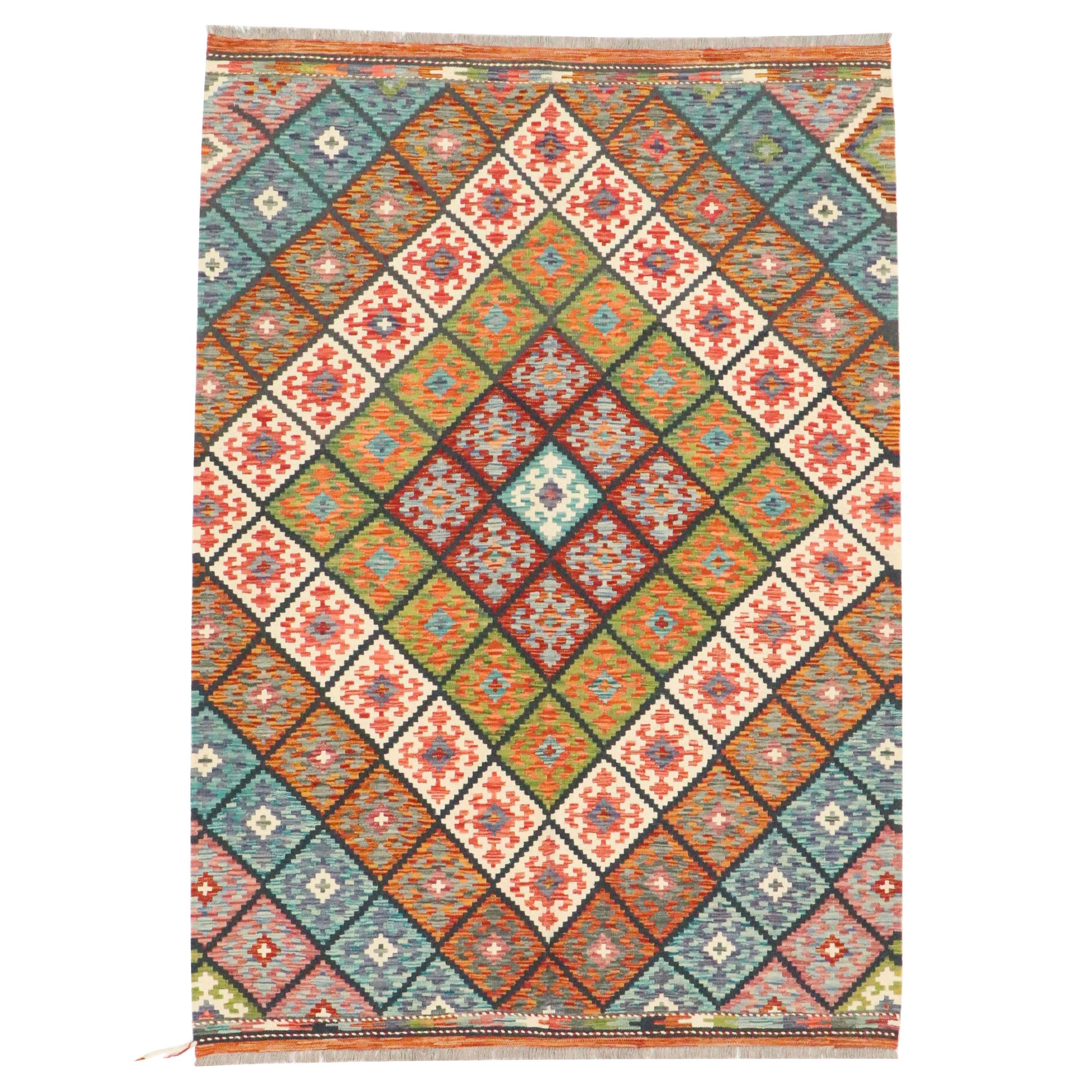 5'9 x 8'5 Handwoven Pakistani Kilim Area Rug