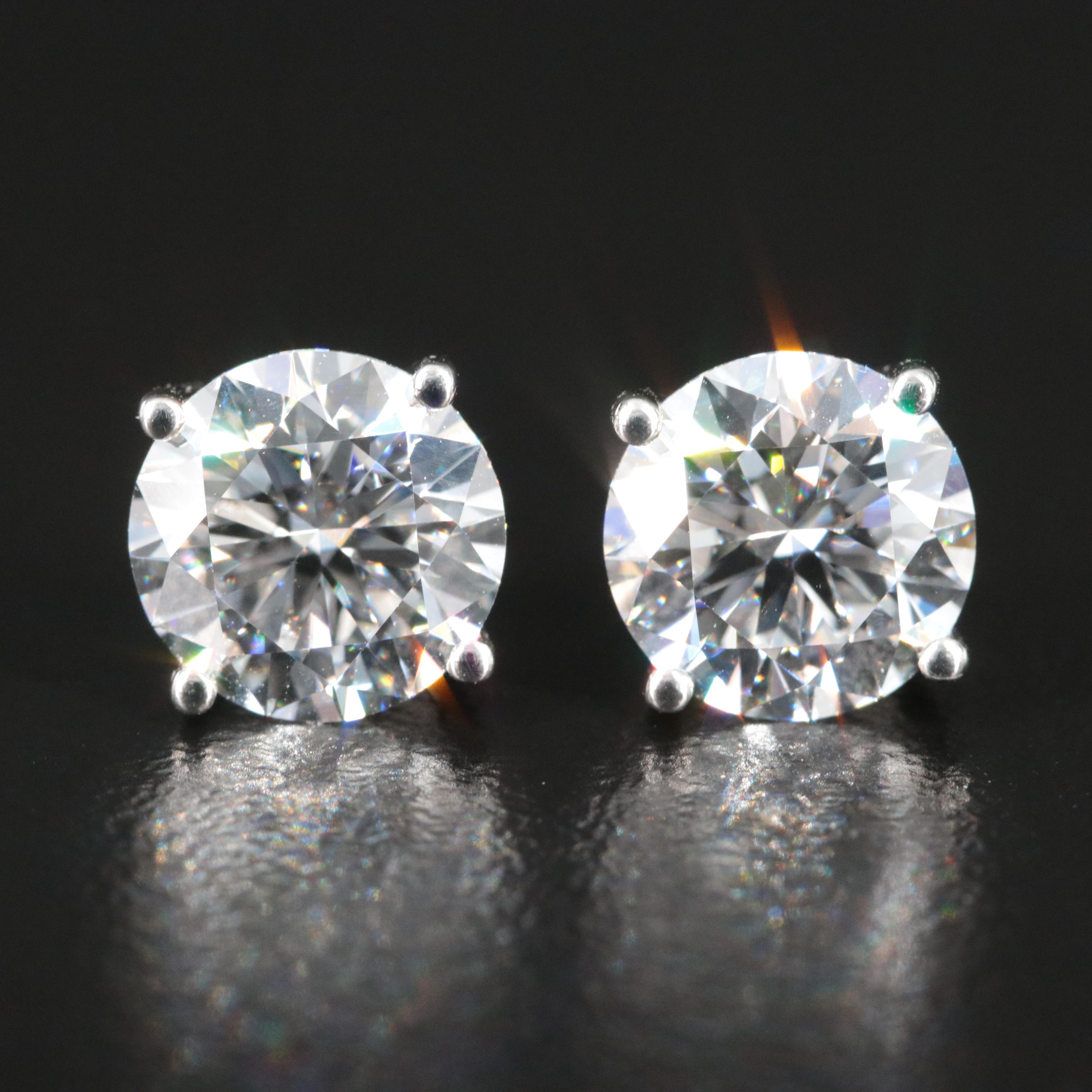 Platinum 3.46 CTW Lab Grown Diamond Stud Earrings with IGI Report