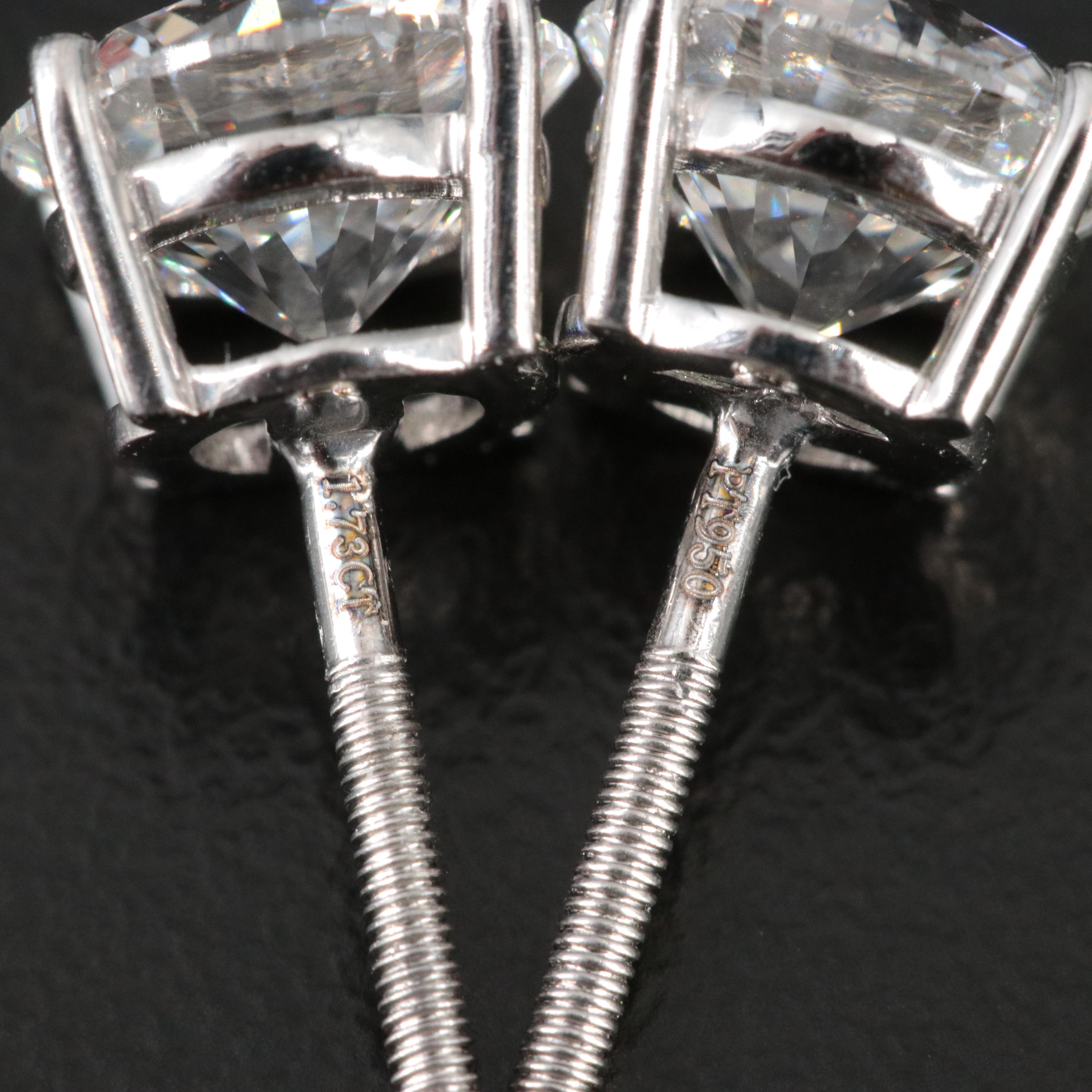 Platinum 3.46 CTW Lab Grown Diamond Stud Earrings with IGI Report