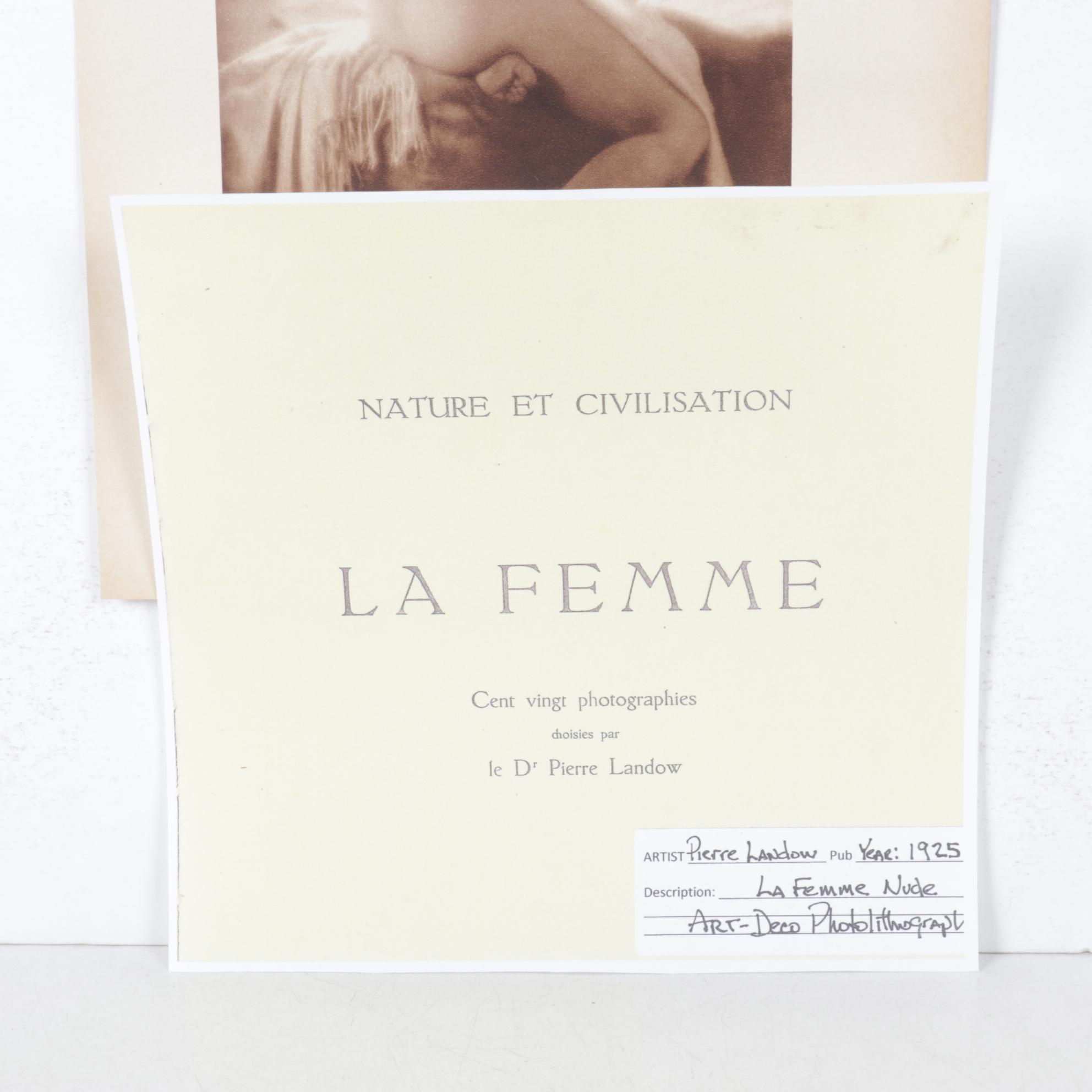 Dr. Pierre Landow "La Femme Nude" Lithograph, 1925