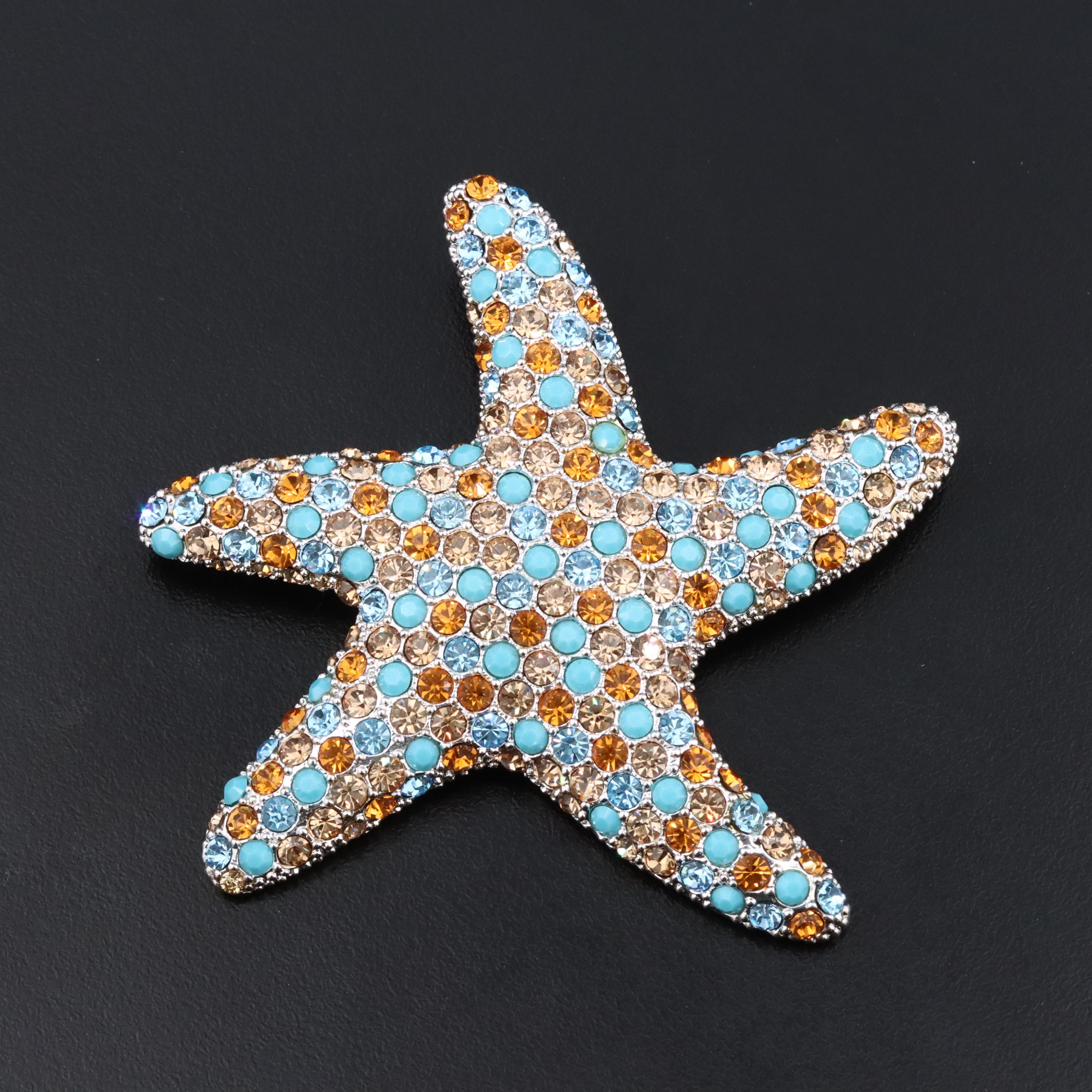 Rhinestone Starfish Brooch