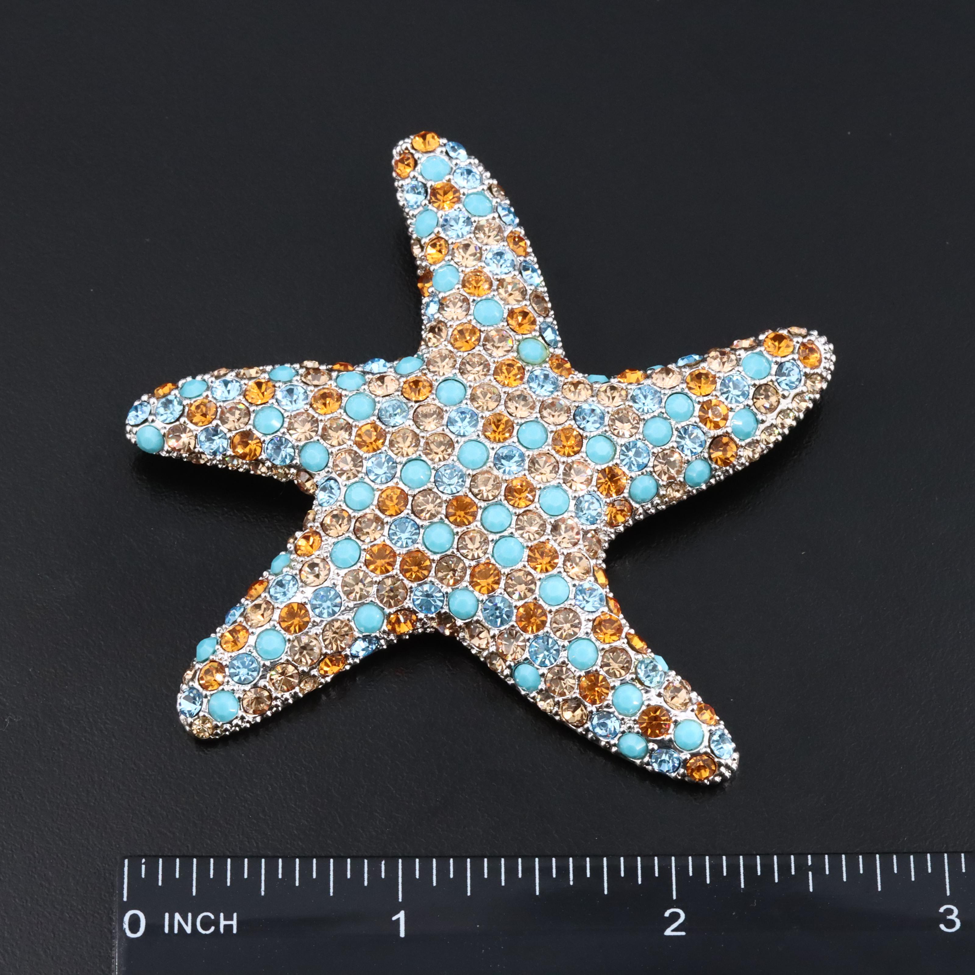 Rhinestone Starfish Brooch