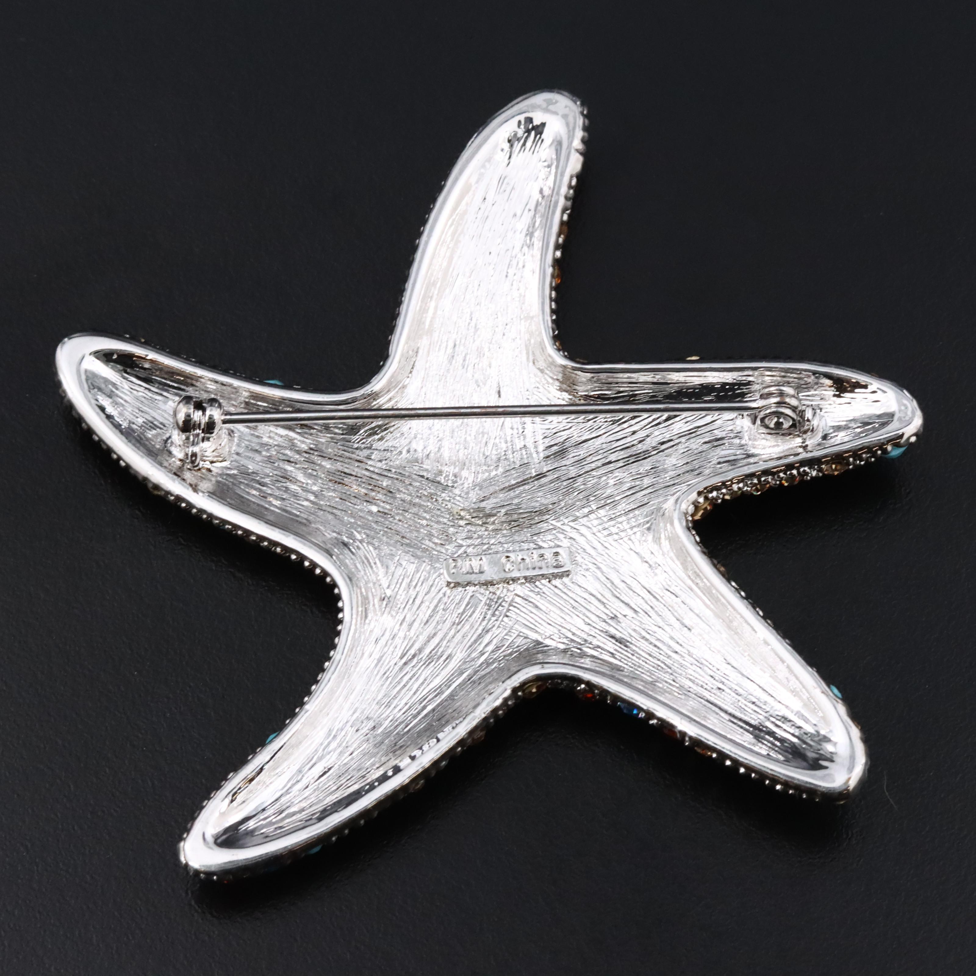 Rhinestone Starfish Brooch