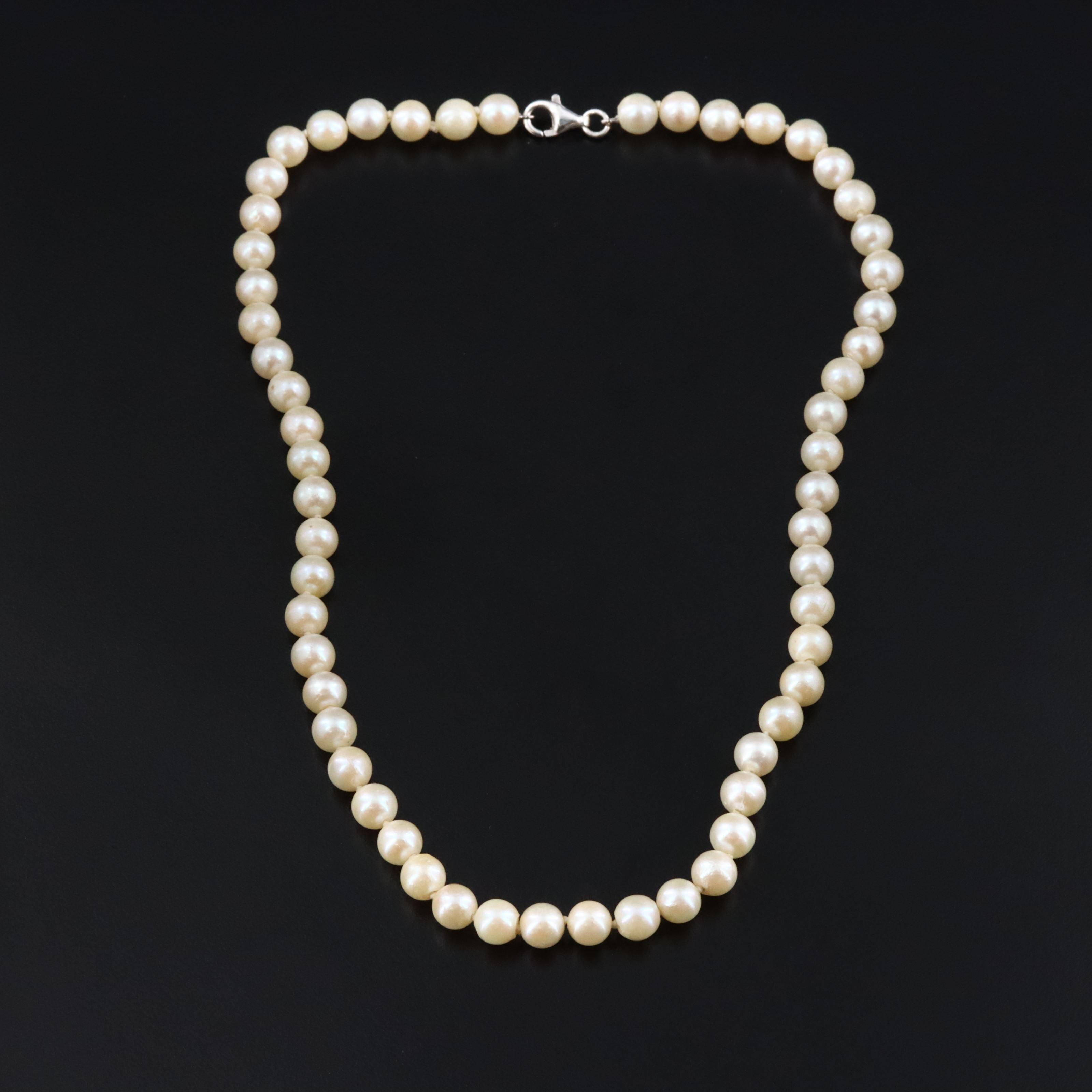 Pearl Necklace with Sterling Clasp