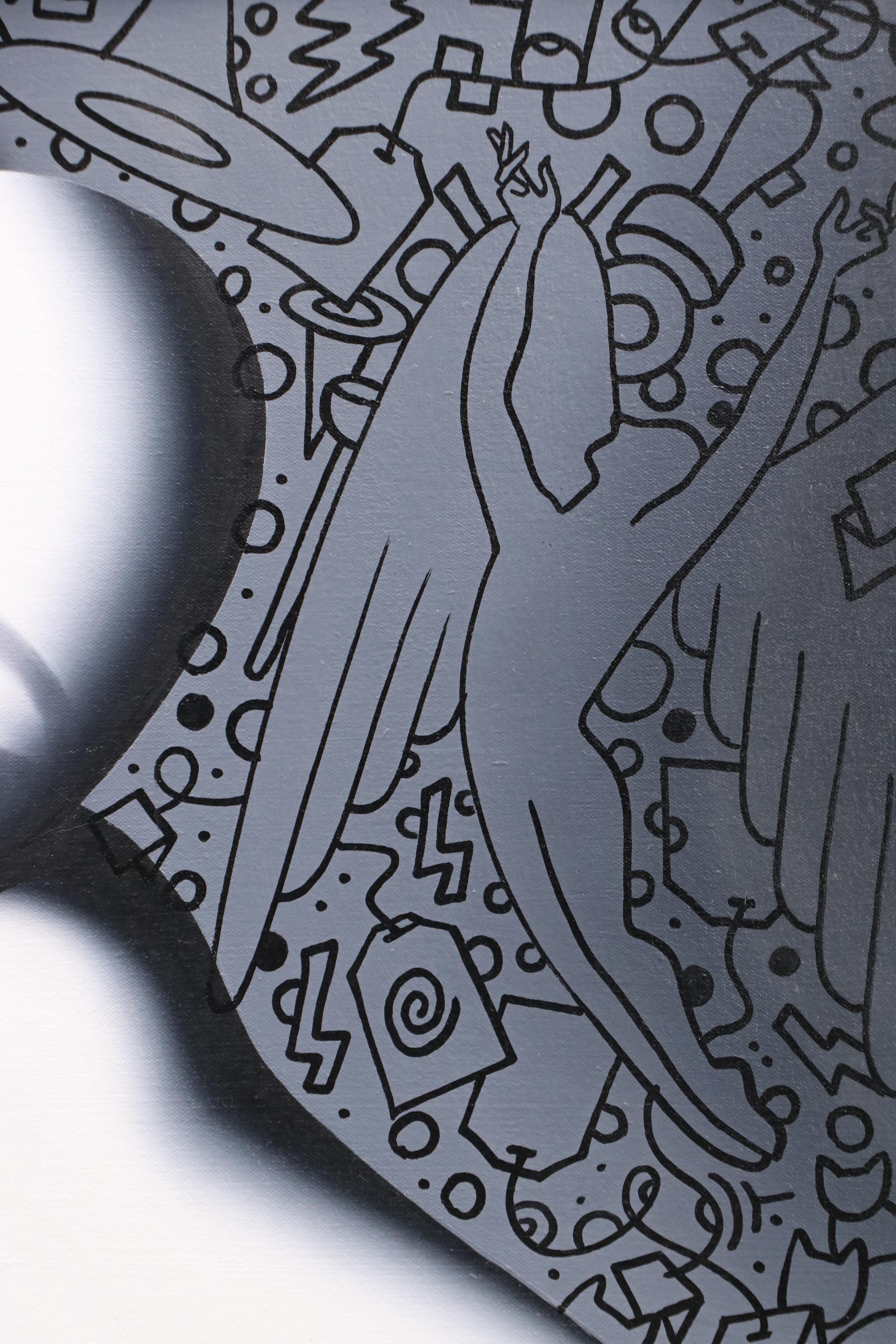 Mark Kostabi Oil Painting "Musing," 1999