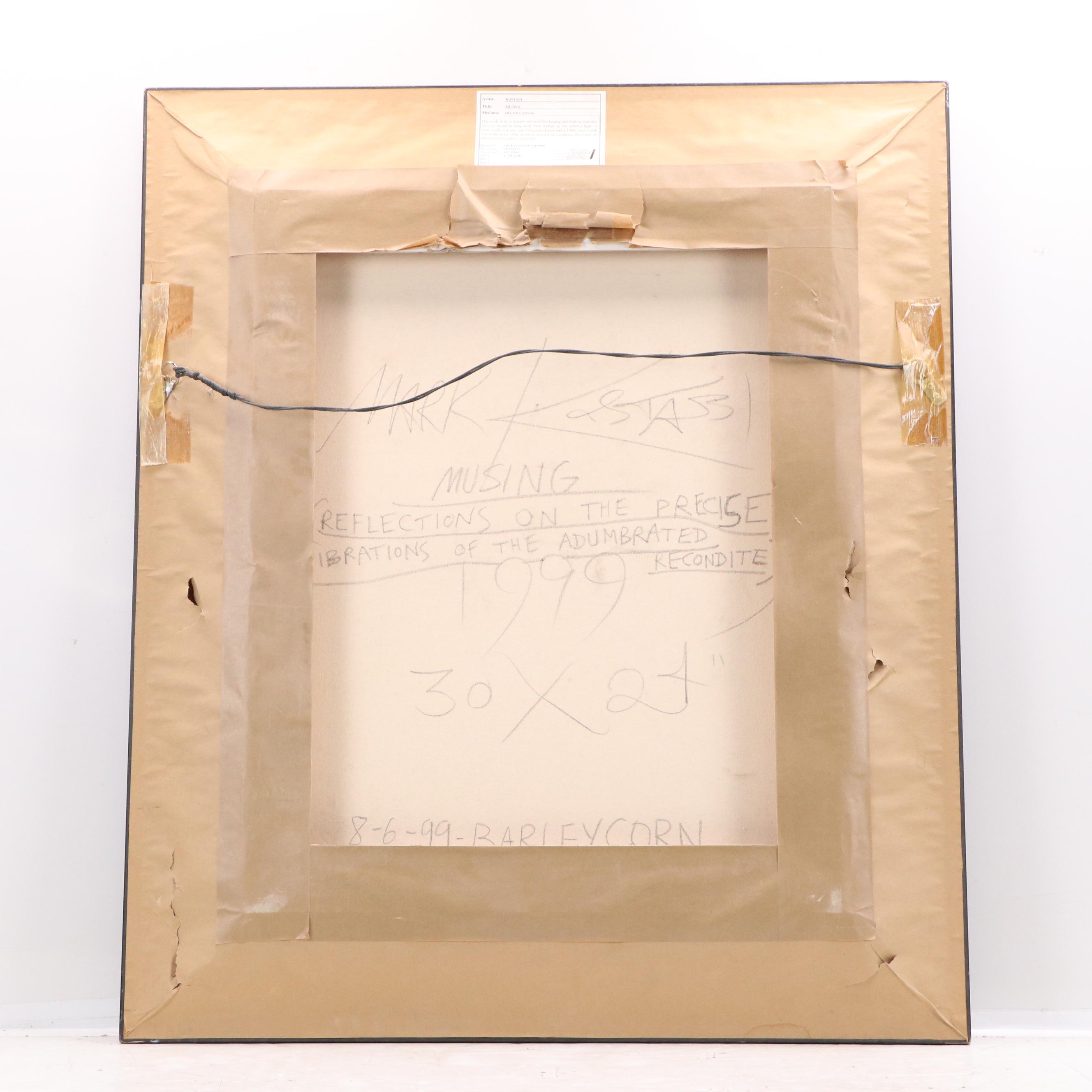 Mark Kostabi Oil Painting "Musing," 1999