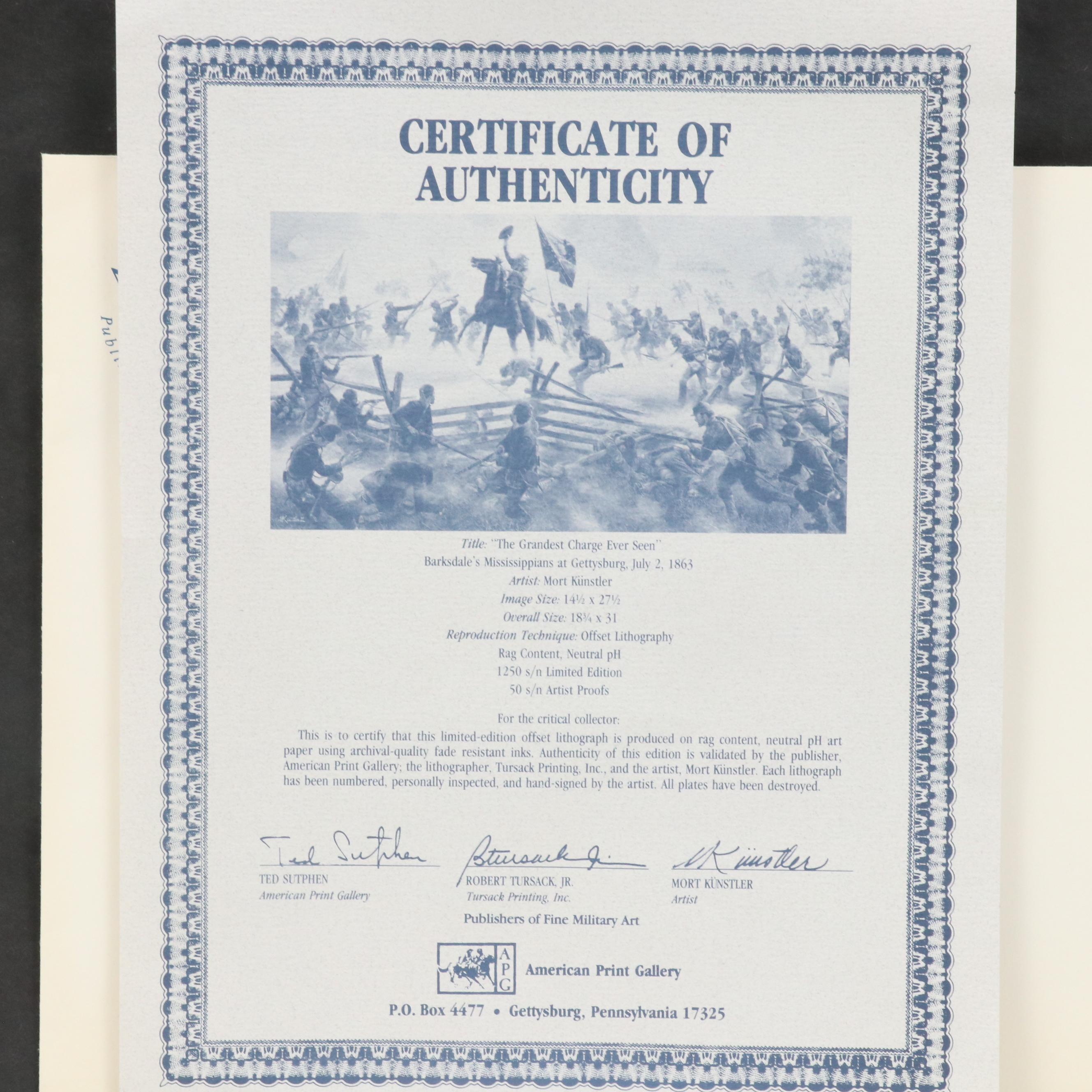 Mort Künstler Offset Lithograph "The Grandest Charge Ever Seen"