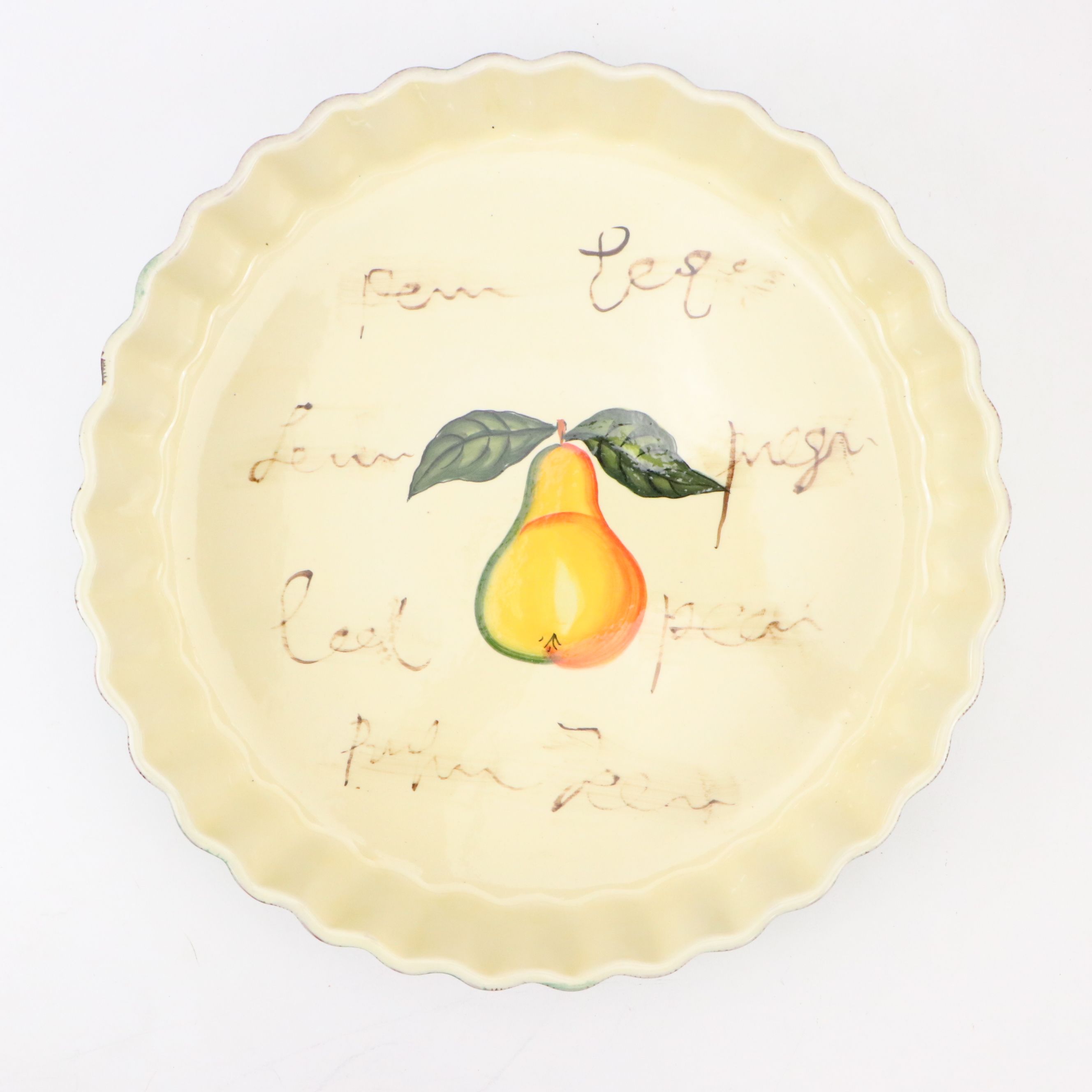 Rachael Ray Yellow Serveware with Baum Brothers Pear Dish