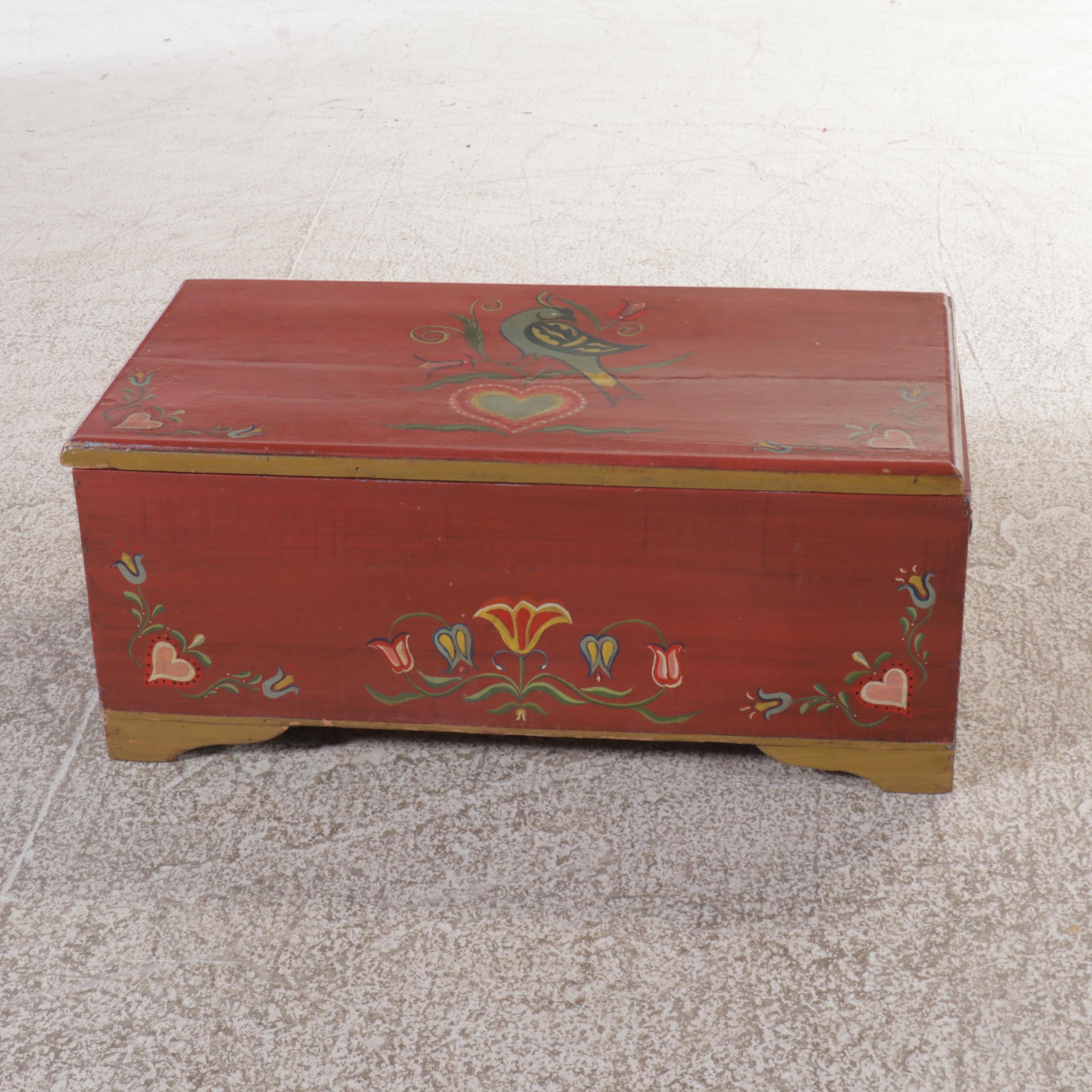 Folk Art Style Painted Chest