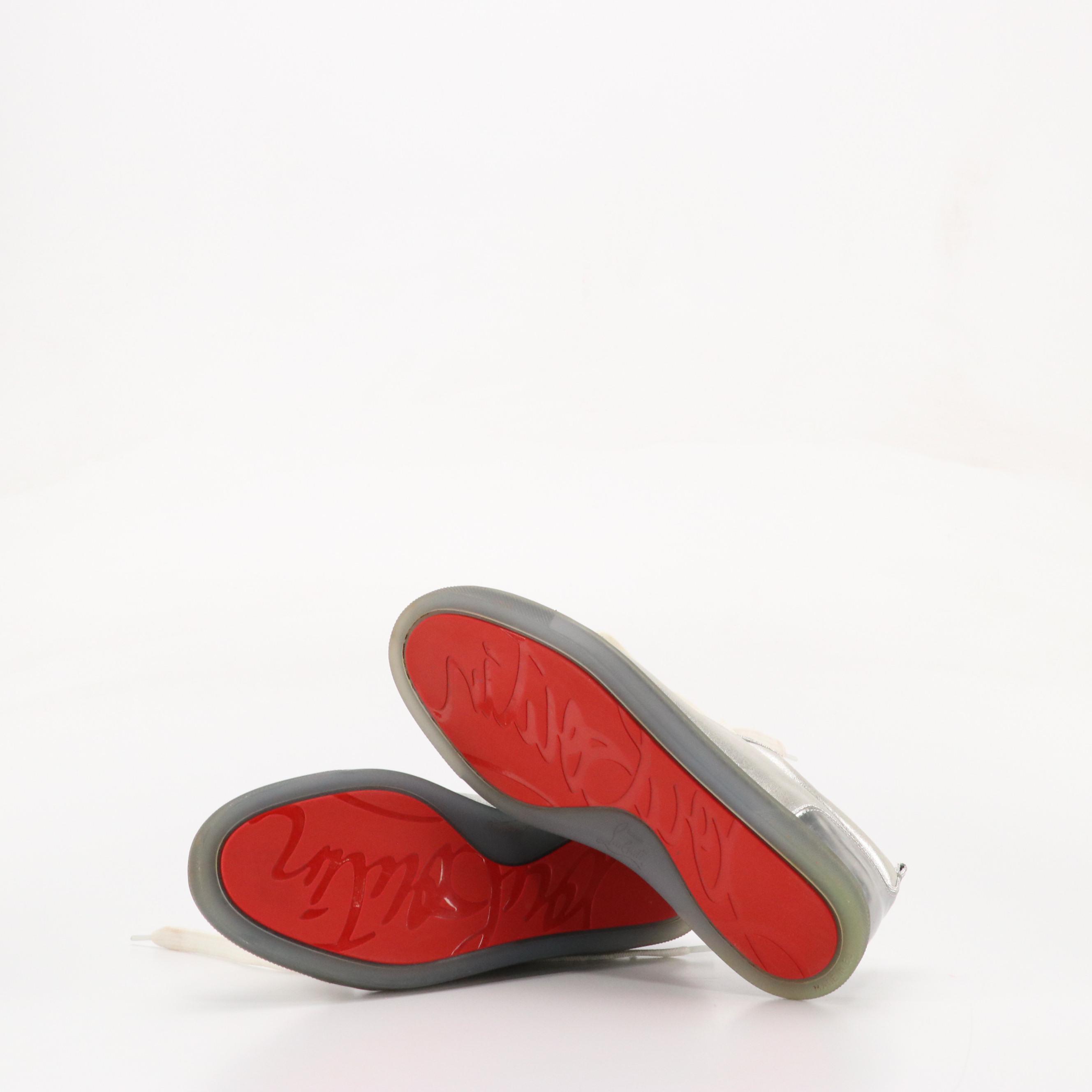 Christian Louboutin Junior Strass Studded Cap-Toe Sneakers in Metallic Calfskin