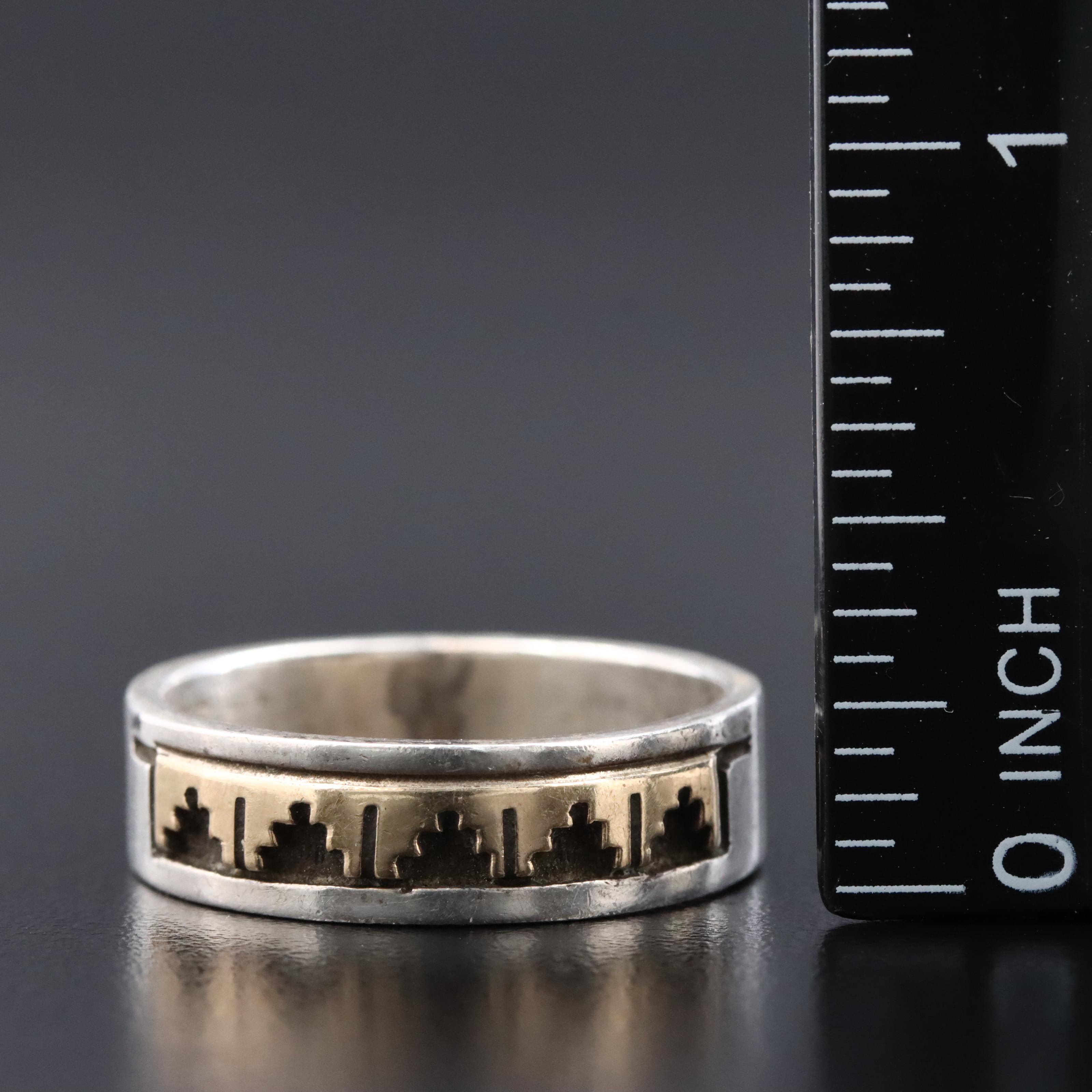 Scott Skeets Navajo Diné Sterling Overlay Band with 14K Accent