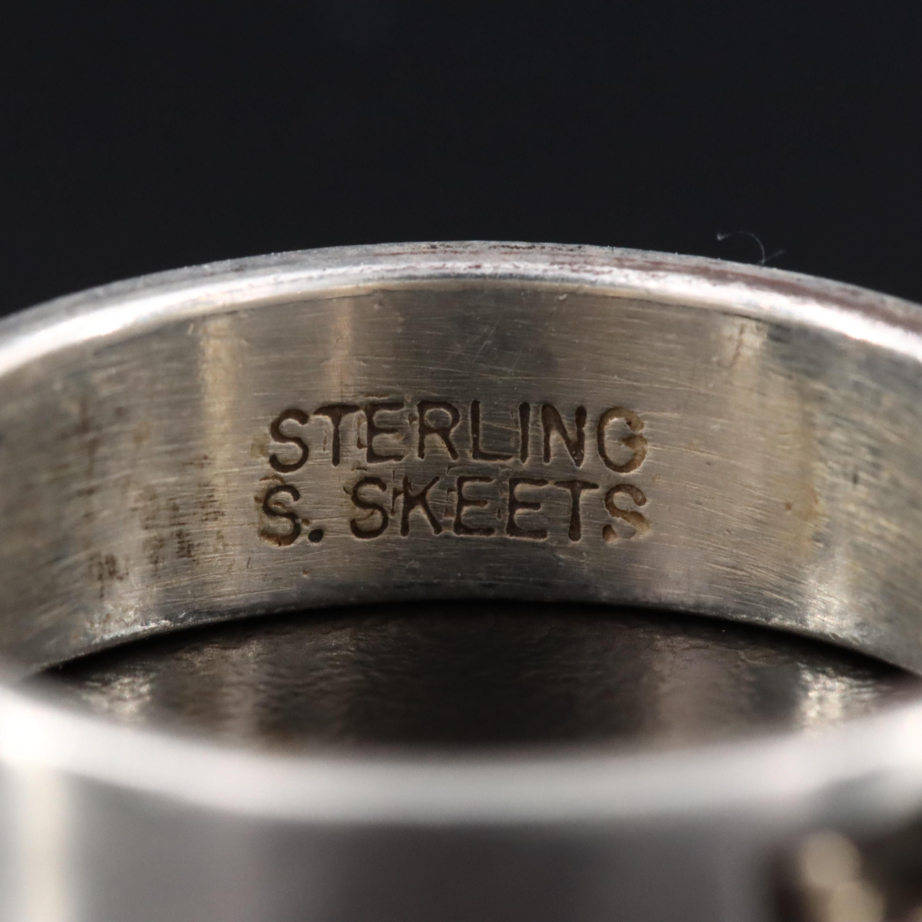 Scott Skeets Navajo Diné Sterling Overlay Band with 14K Accent