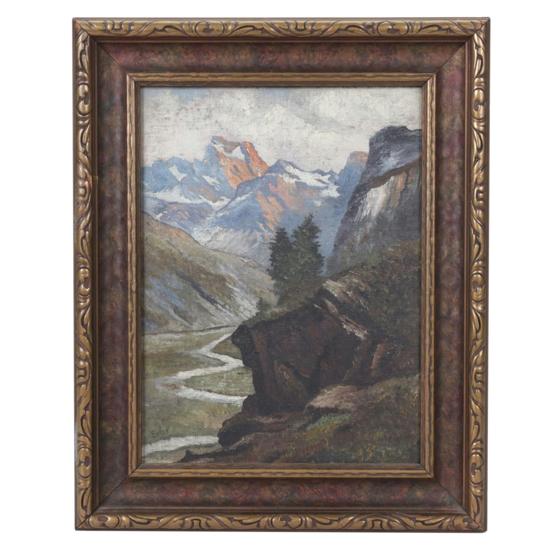 Oil Painting of Mountain Landscape