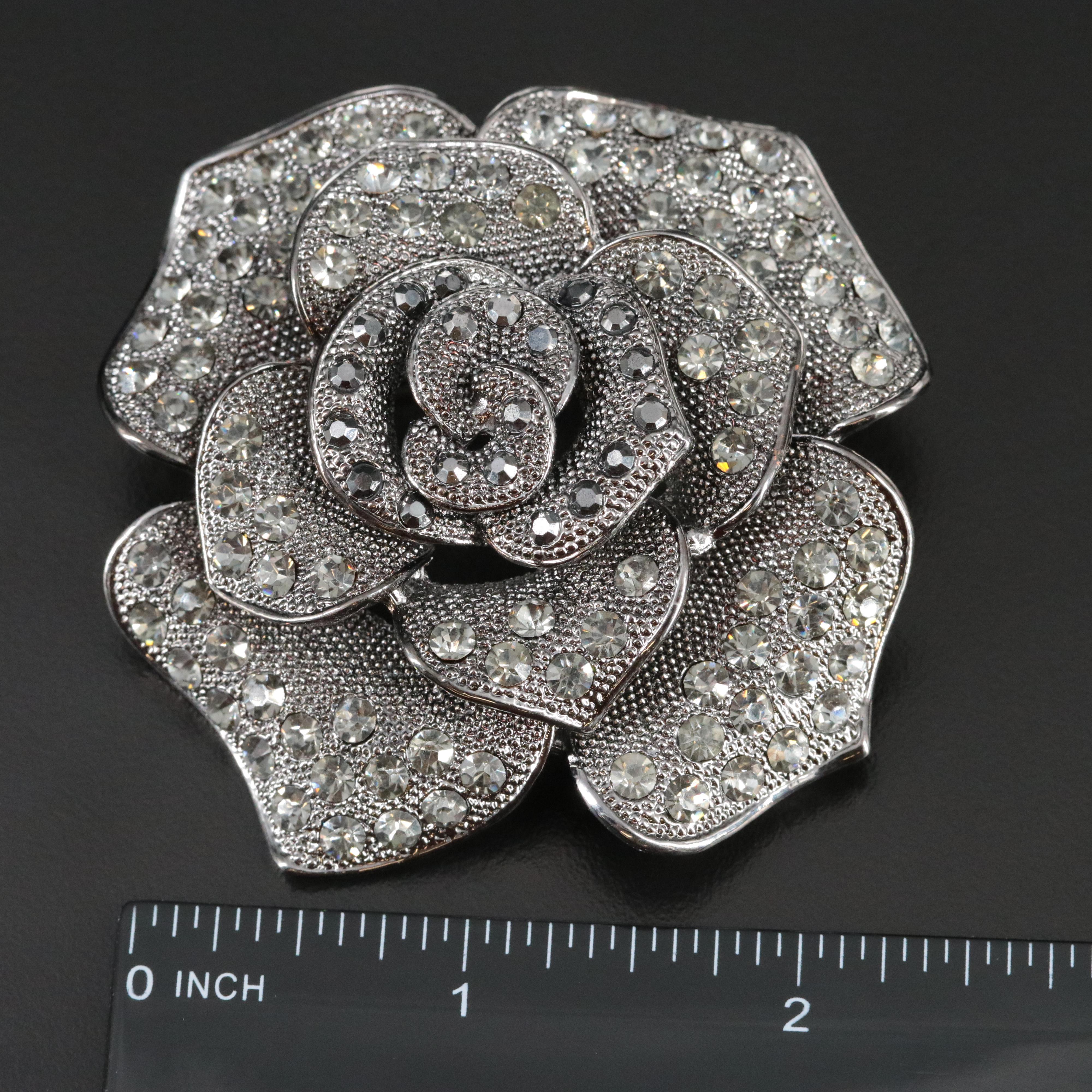 Rhinestone Rose Brooch