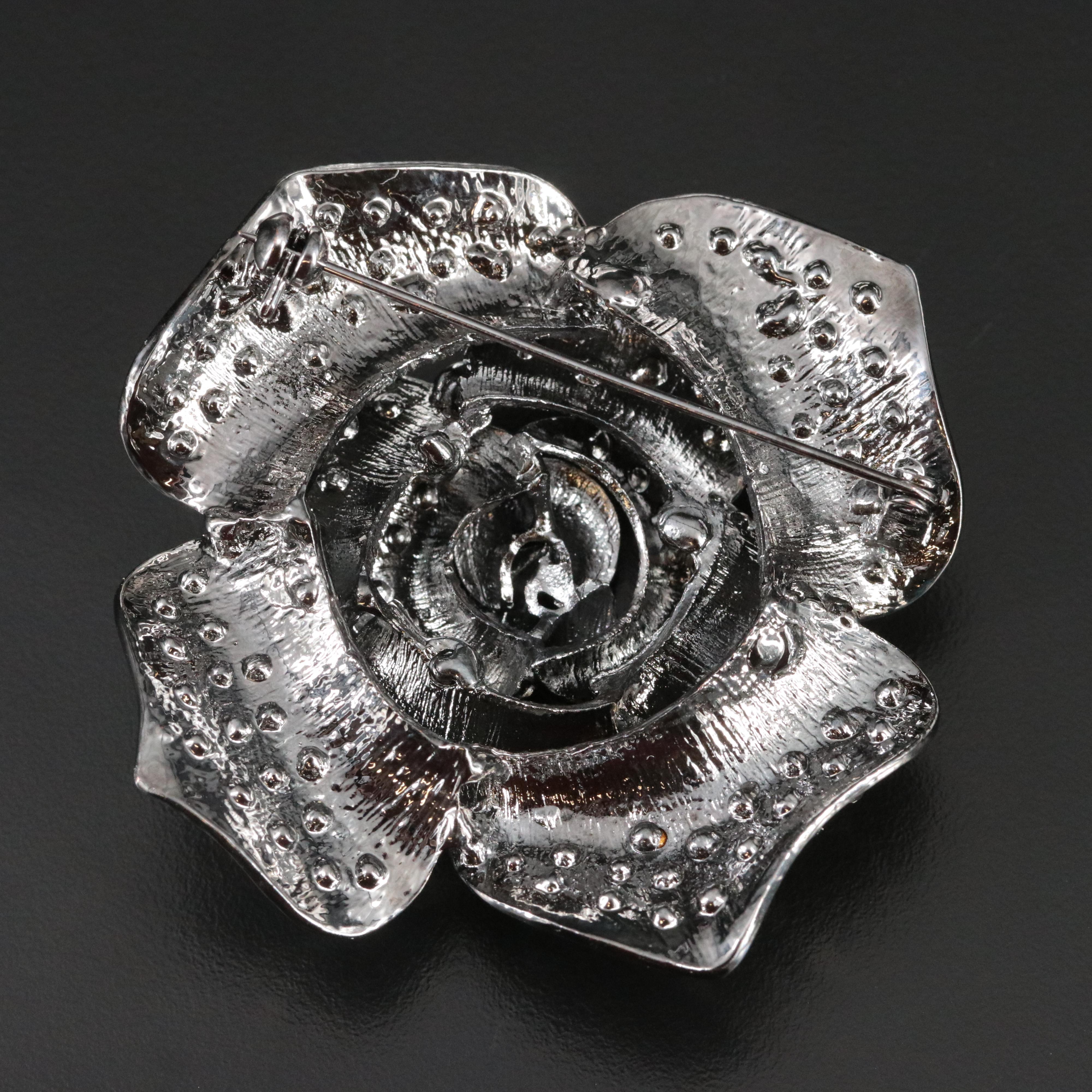 Rhinestone Rose Brooch