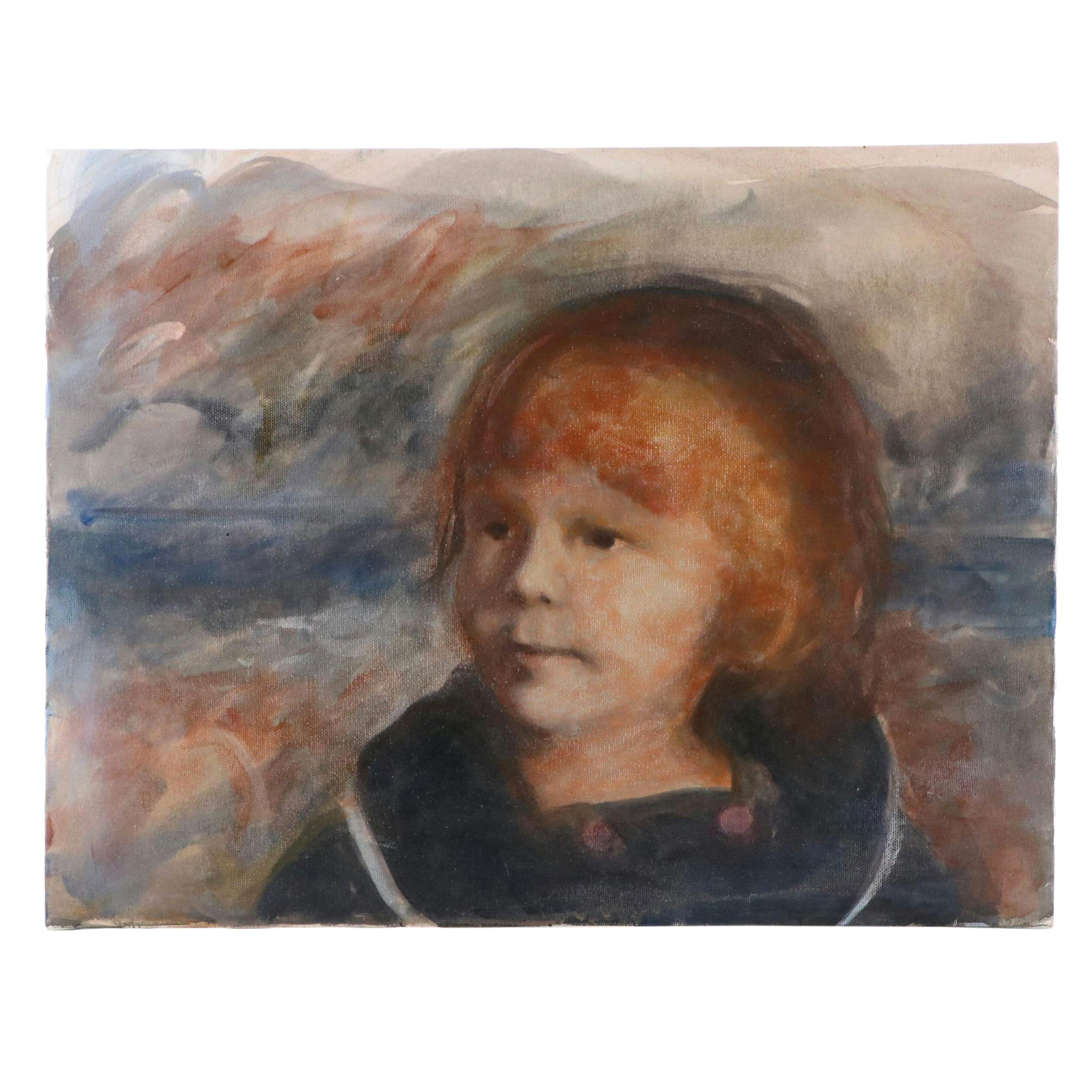 Oil Portrait of a Child, Late 20th Century