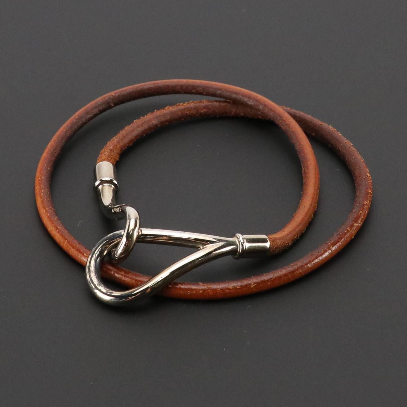 Hermès Double Tour Jumbo Hook Wrap Bracelet in Brown Leather