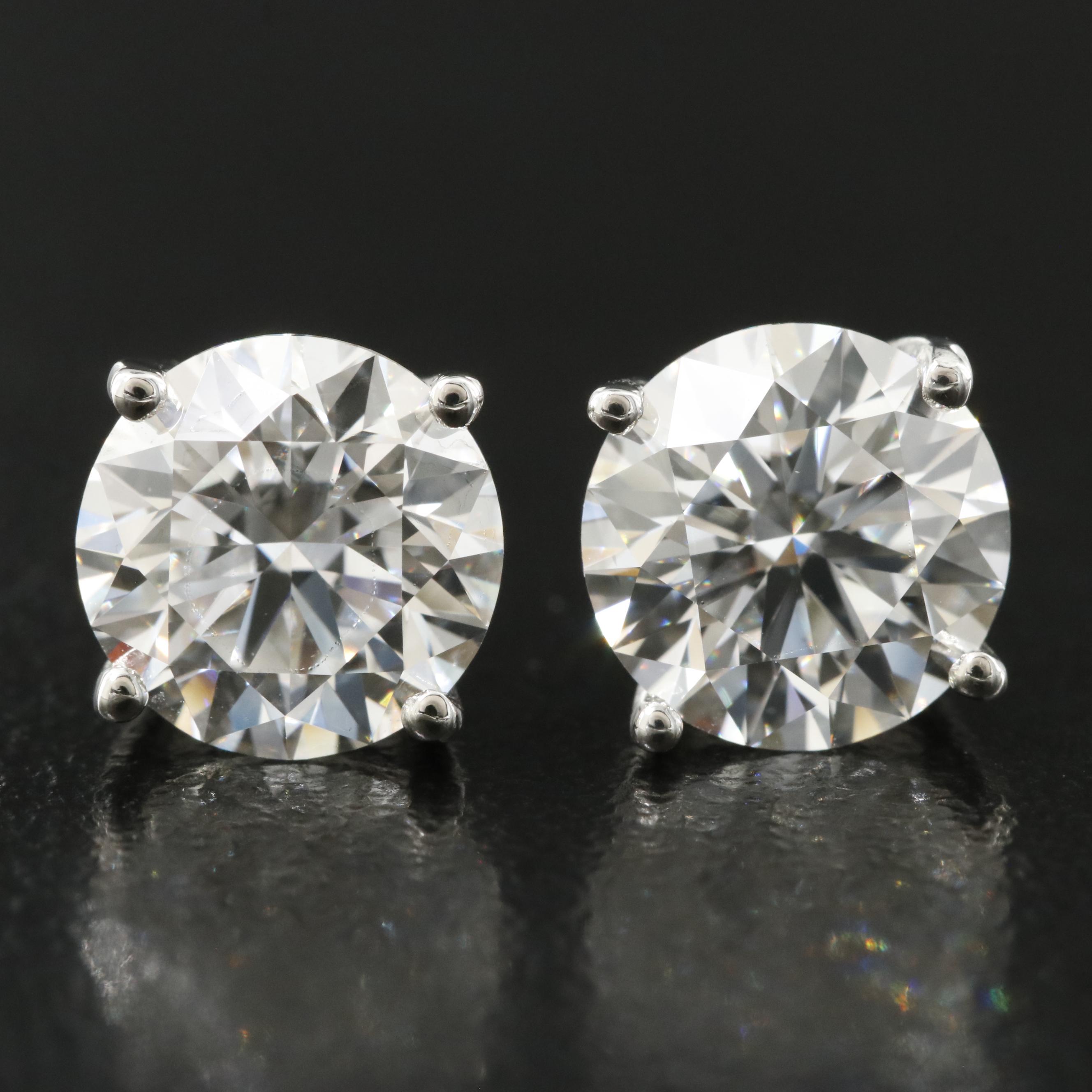Platinum 3.51 CTW Lab Grown Diamond Stud Earrings with IGI Reports