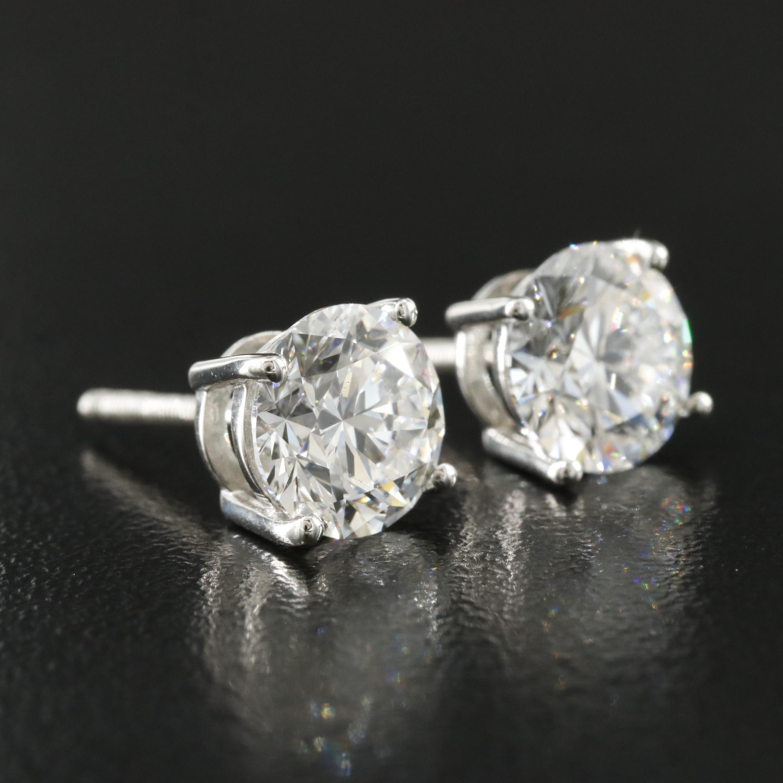 Platinum 3.51 CTW Lab Grown Diamond Stud Earrings with IGI Reports