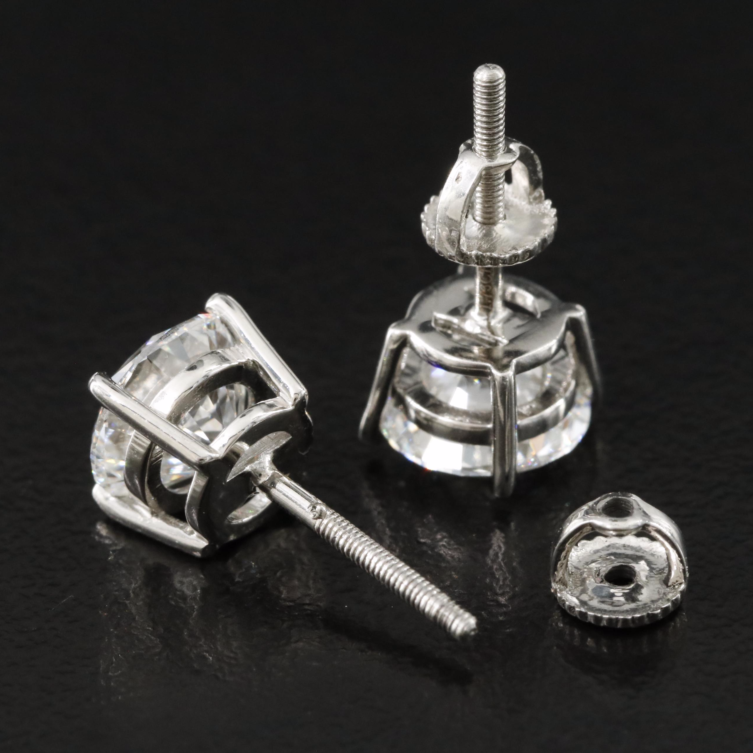 Platinum 3.51 CTW Lab Grown Diamond Stud Earrings with IGI Reports