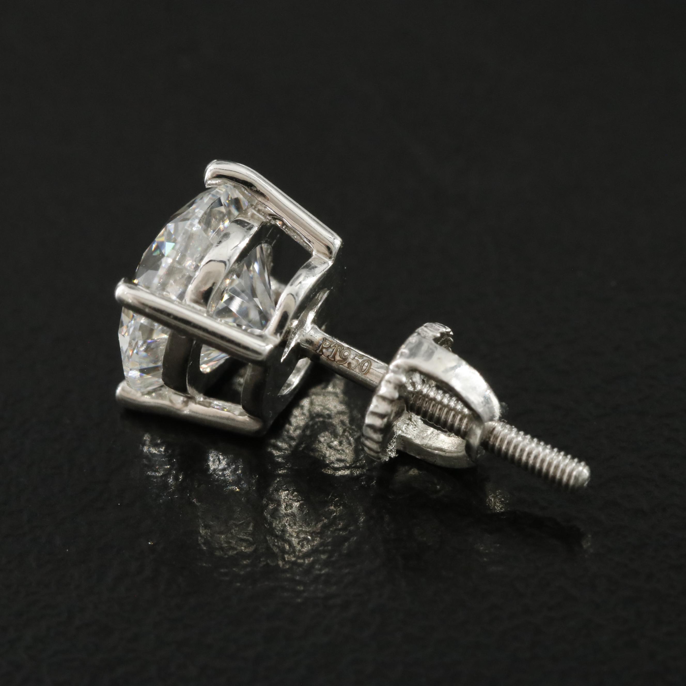 Platinum 3.51 CTW Lab Grown Diamond Stud Earrings with IGI Reports