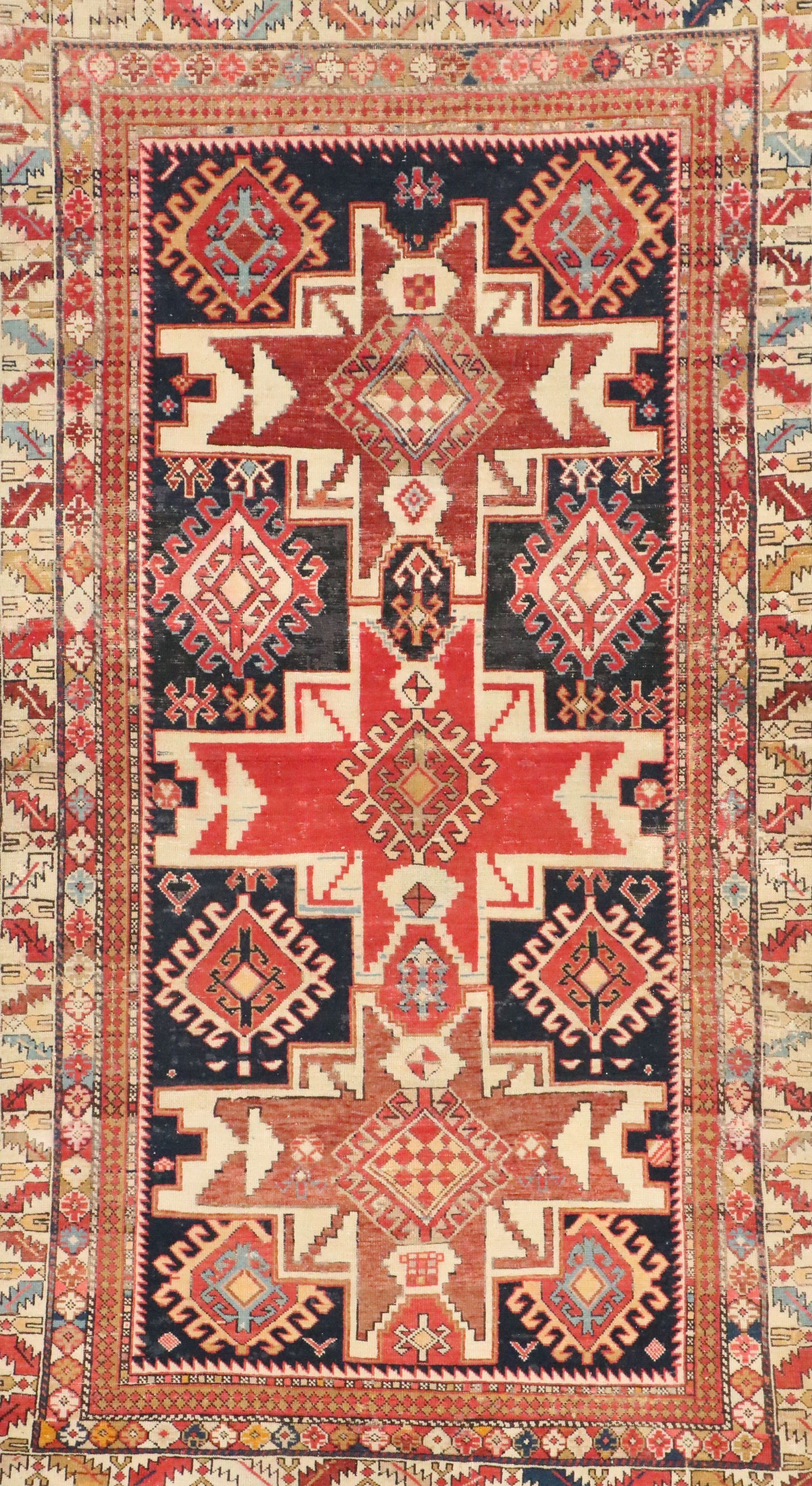 3'6 x 6'3 Hand-Knotted Caucasian Kazak Area Rug