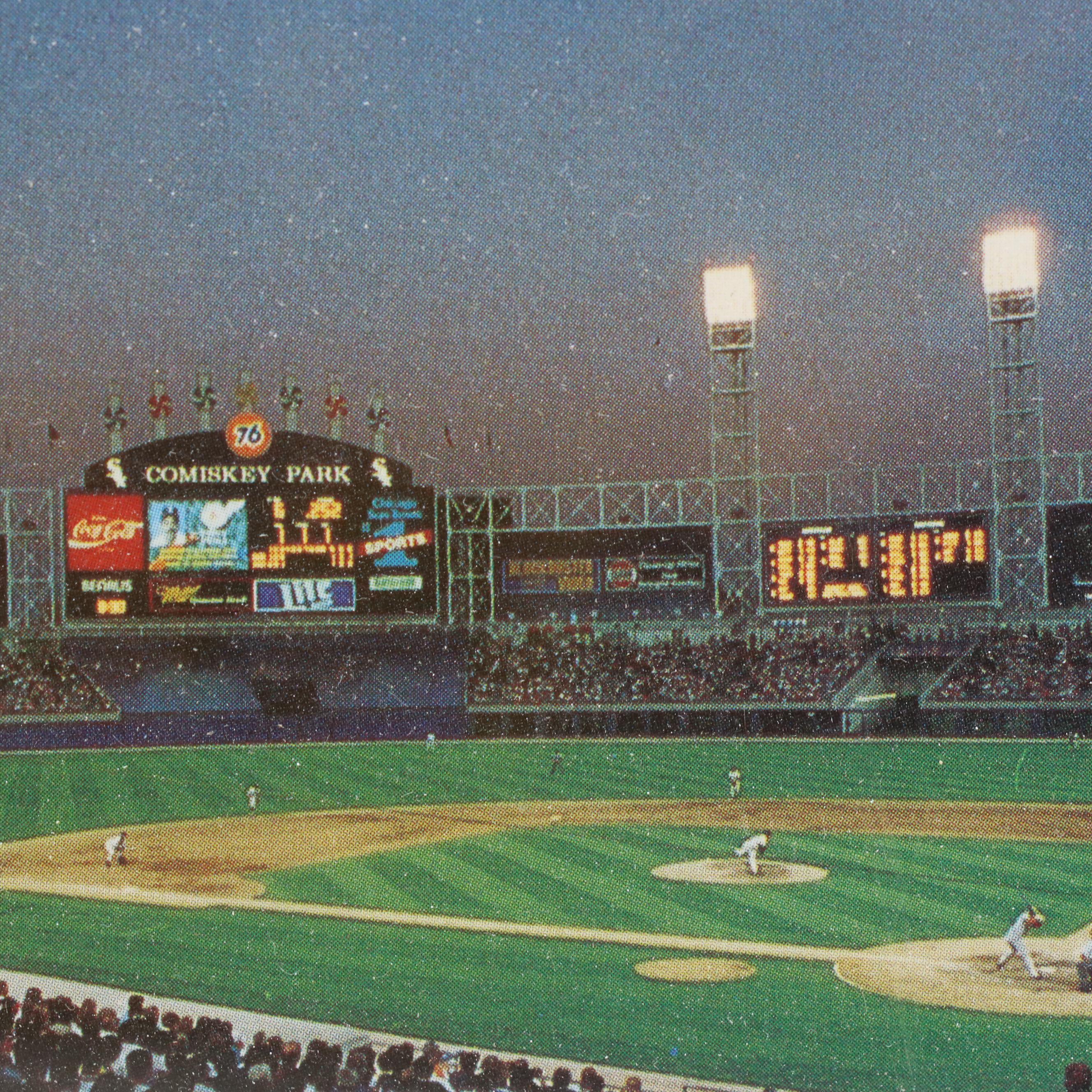 "Major League Views: American" Baseball-Themed Offset Lithograph