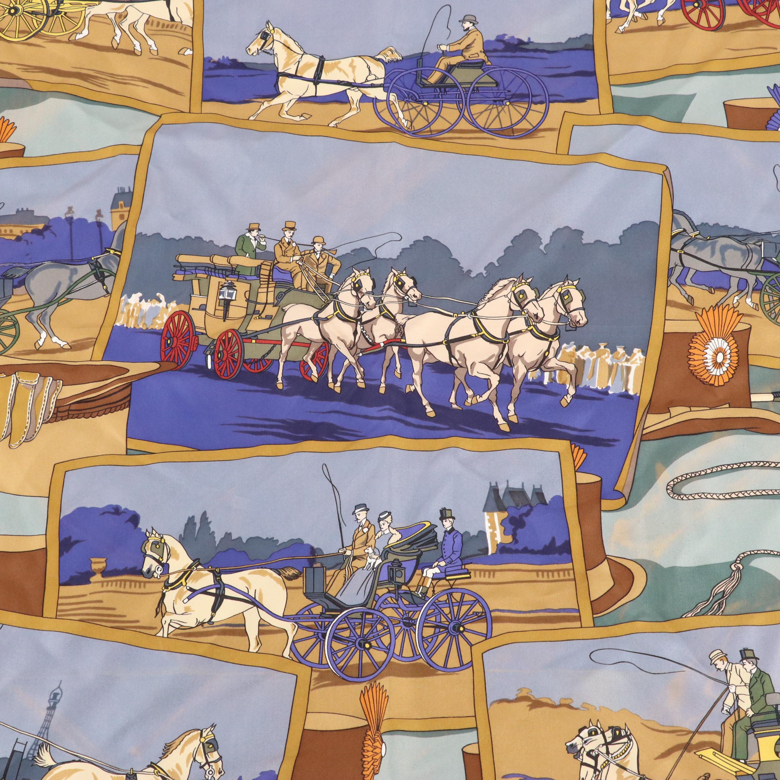 Hermès "Mailcoach" Scarf 90 in Silk Twill