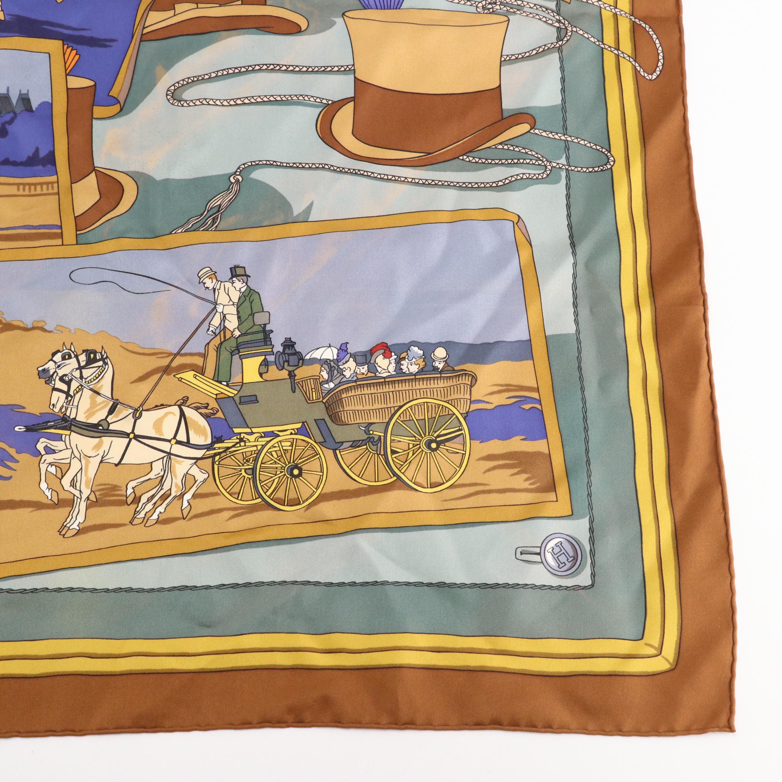 Hermès "Mailcoach" Scarf 90 in Silk Twill