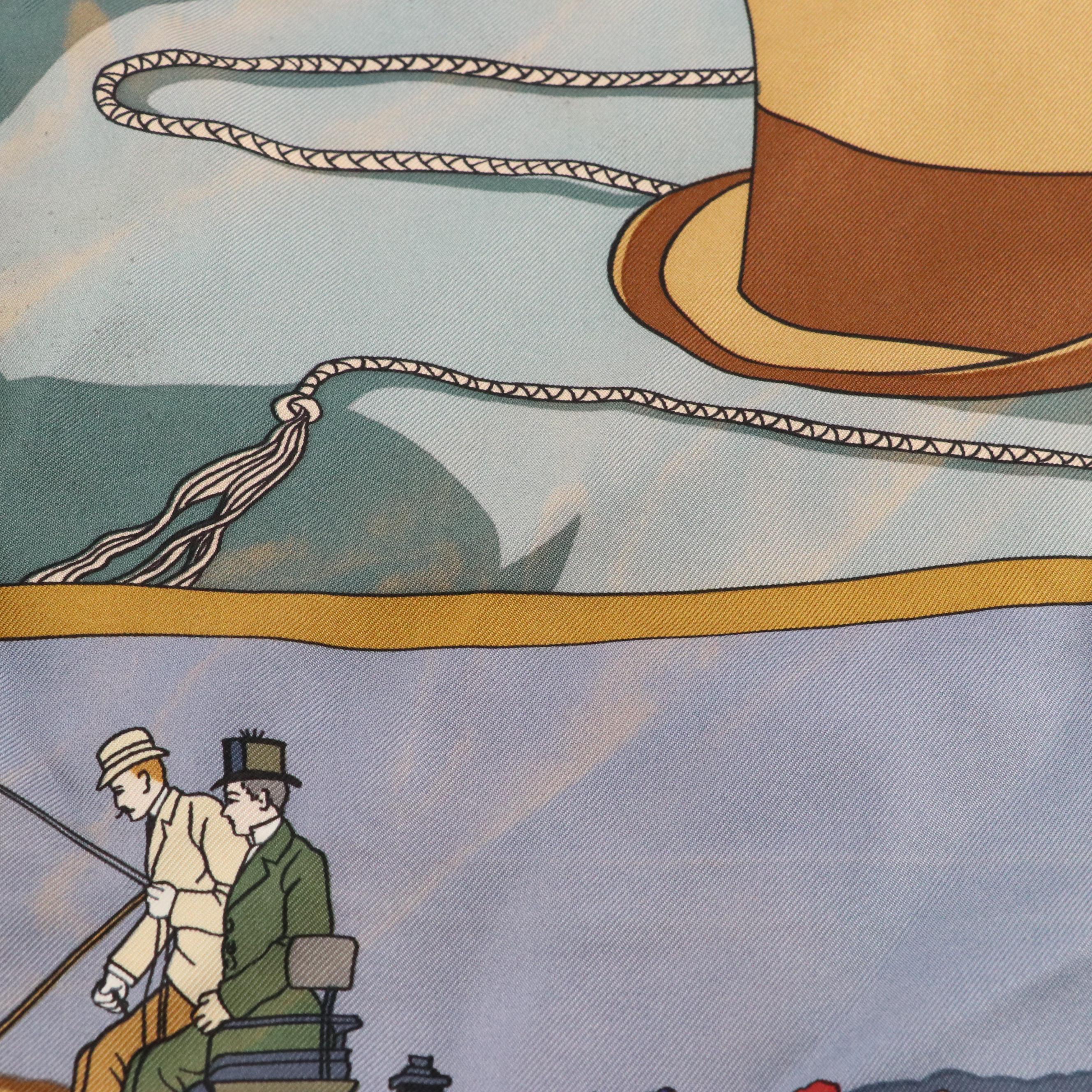 Hermès "Mailcoach" Scarf 90 in Silk Twill