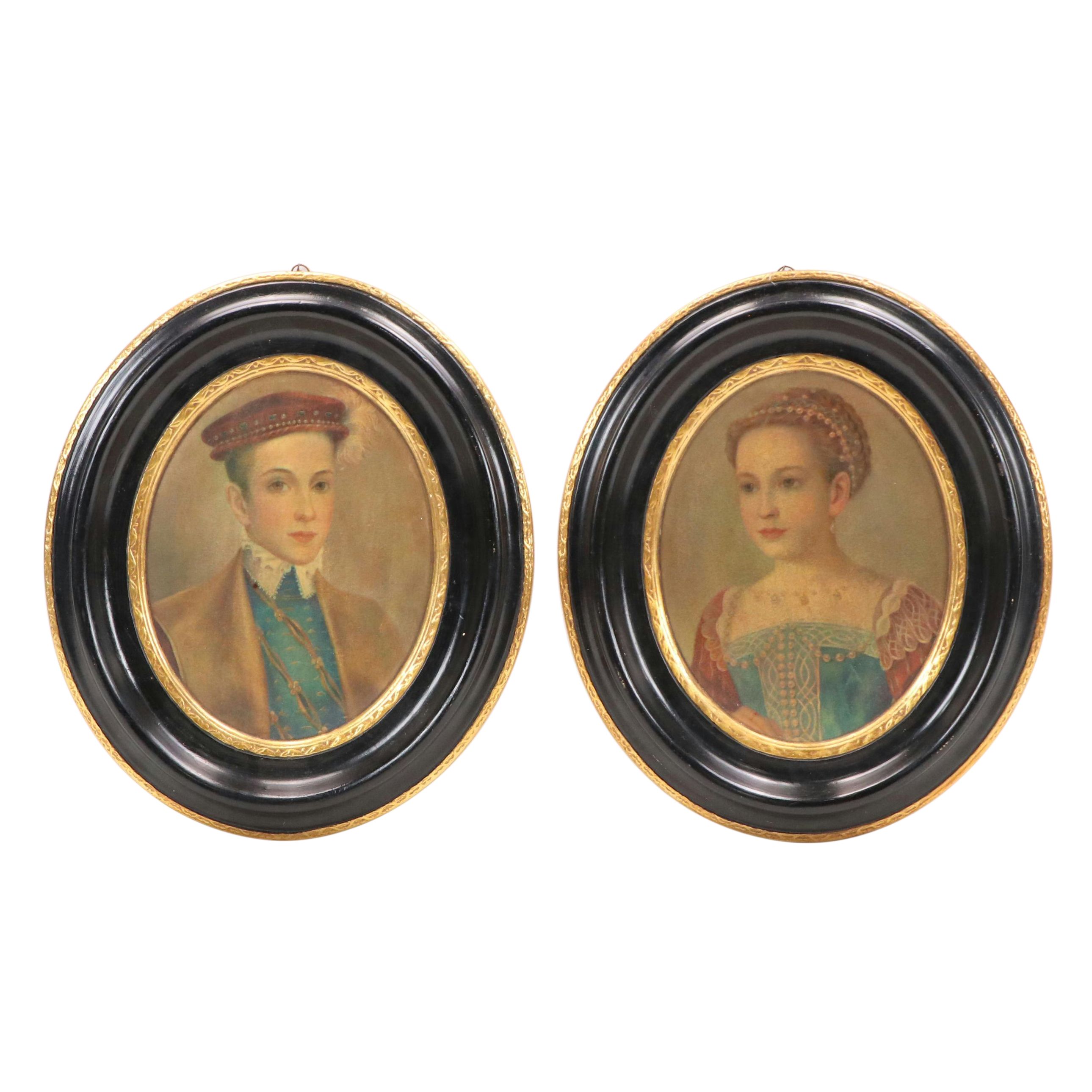 European Monarchical Chromolithographs of King Edward VI and Margaret of Valois