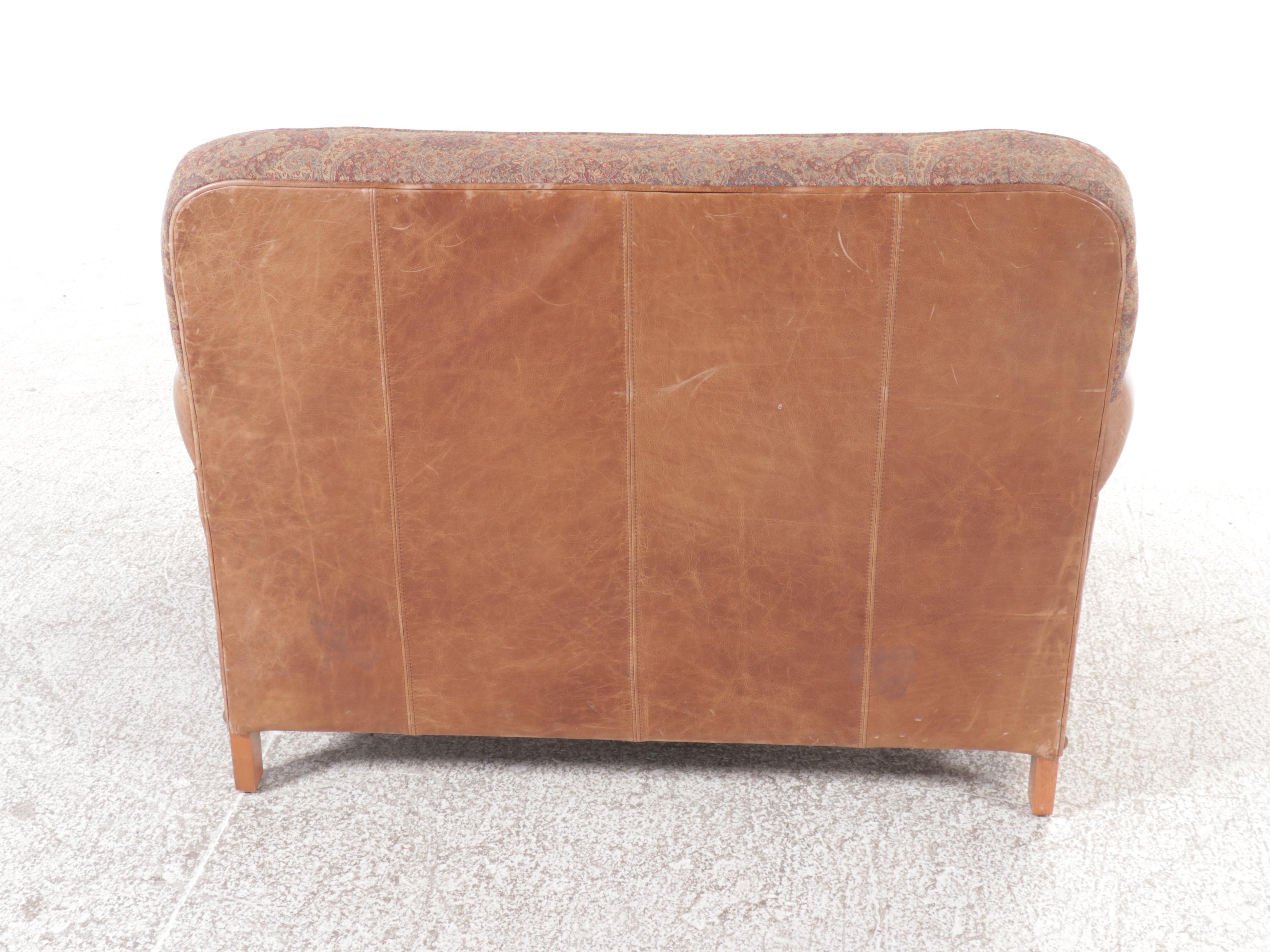 Shuford Furniture Leather Upholstered Lounge Chair with Ottoman