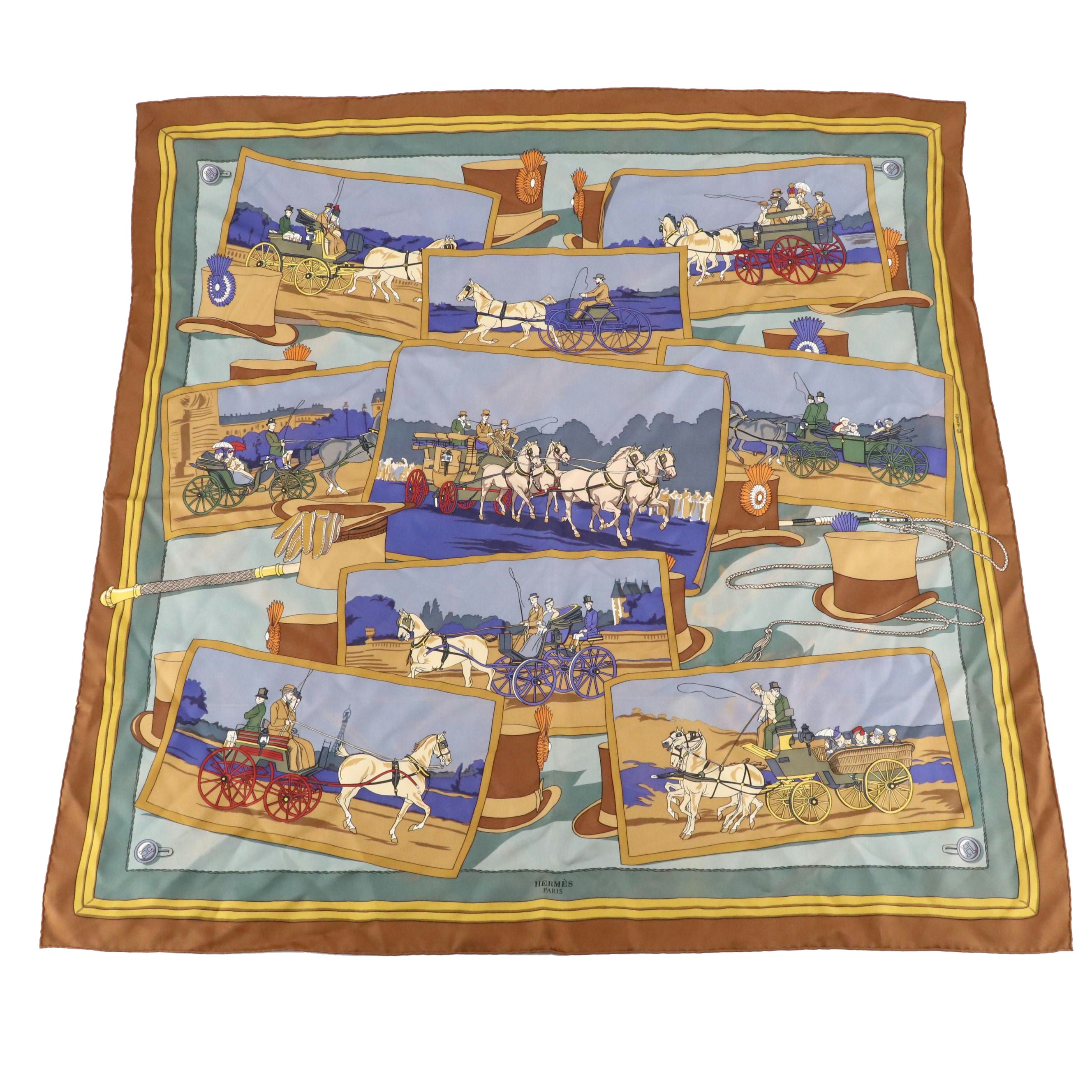 Hermès "Mailcoach" Scarf 90 in Silk Twill