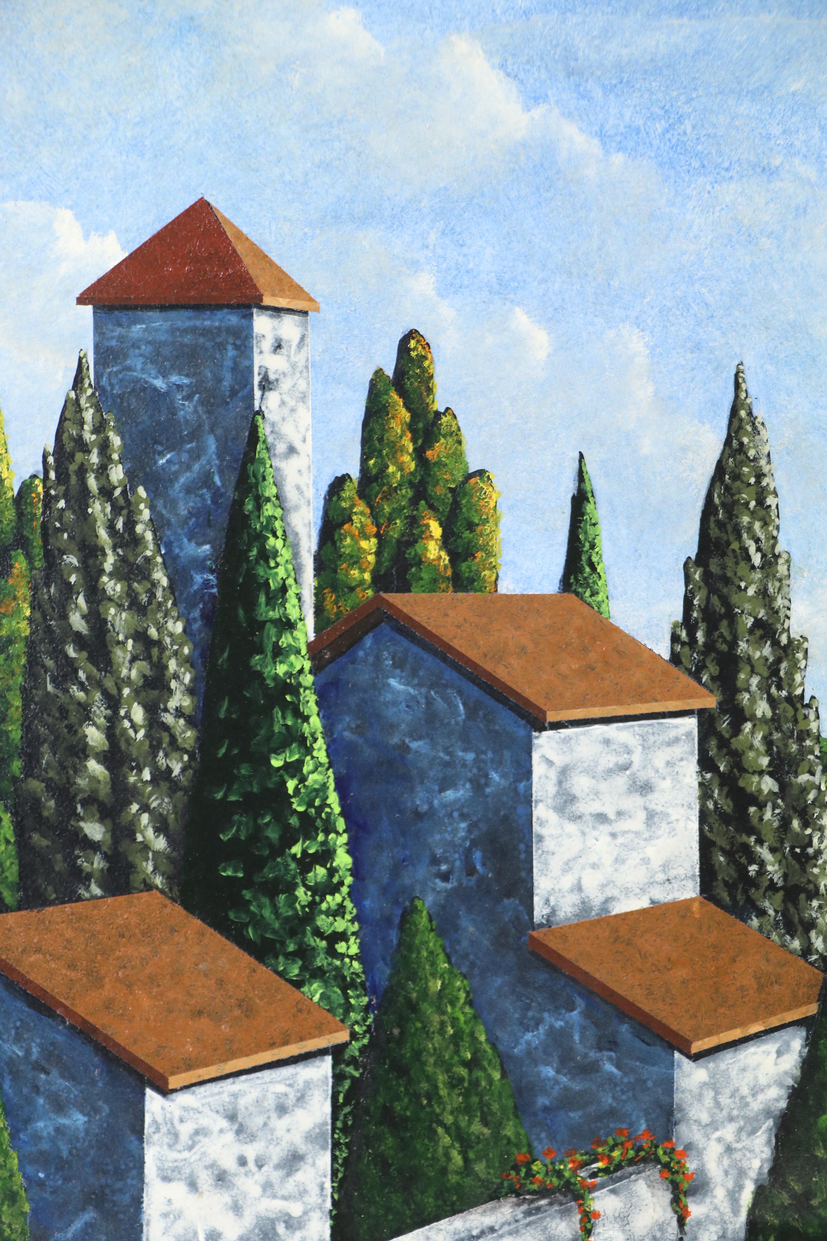 Riccardo Clementi Acrylic Painting "Across the Bay," Late 20th Century