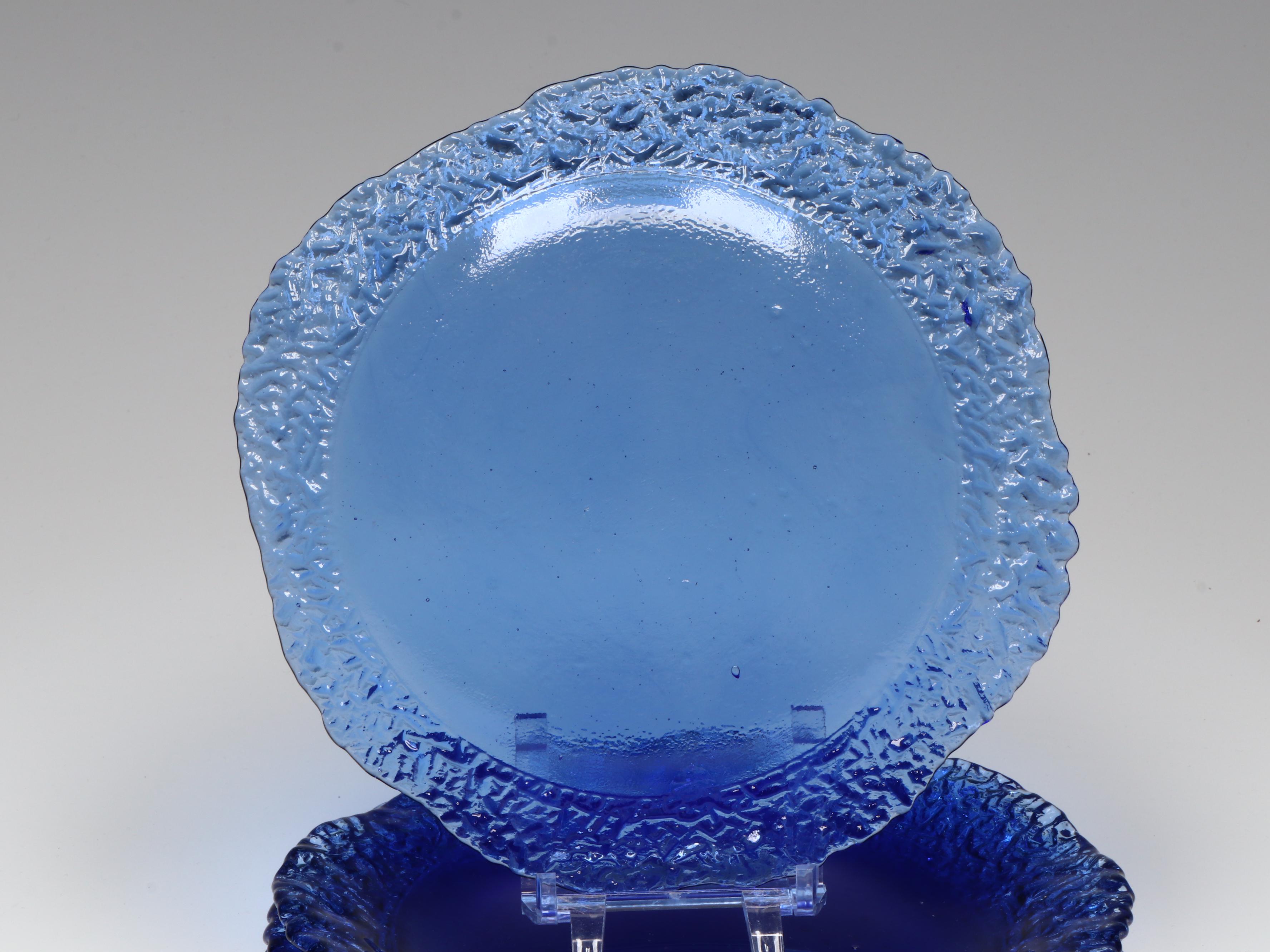 Fire and Light "Moonstone" Blue Recycled Glass Salad Plates