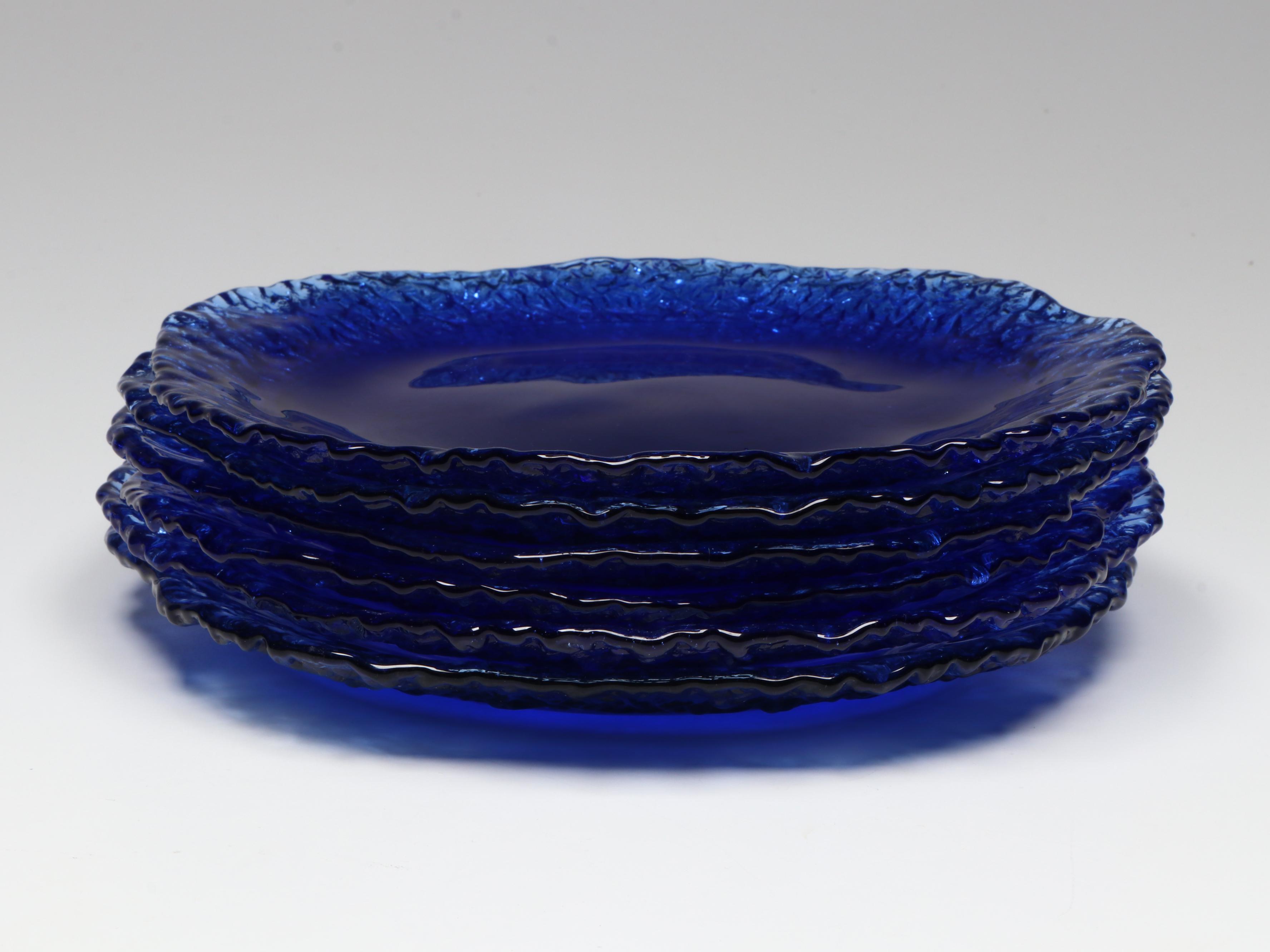 Fire and Light "Moonstone" Blue Recycled Glass Salad Plates